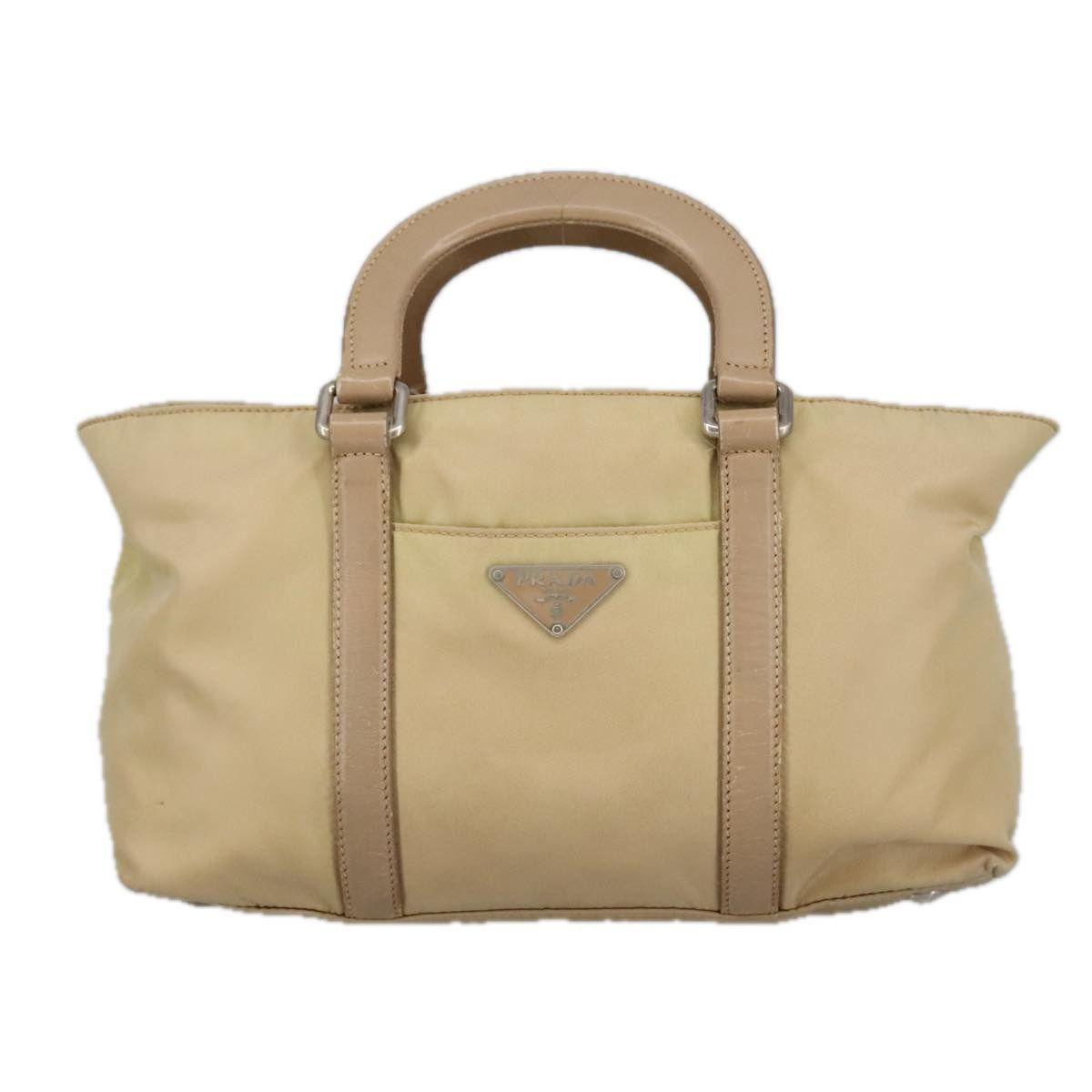 Prada Triangle Logo Beige Synthetic Handbag (Pre-Owned) Size ONE SIZE - 1 Thumbnail