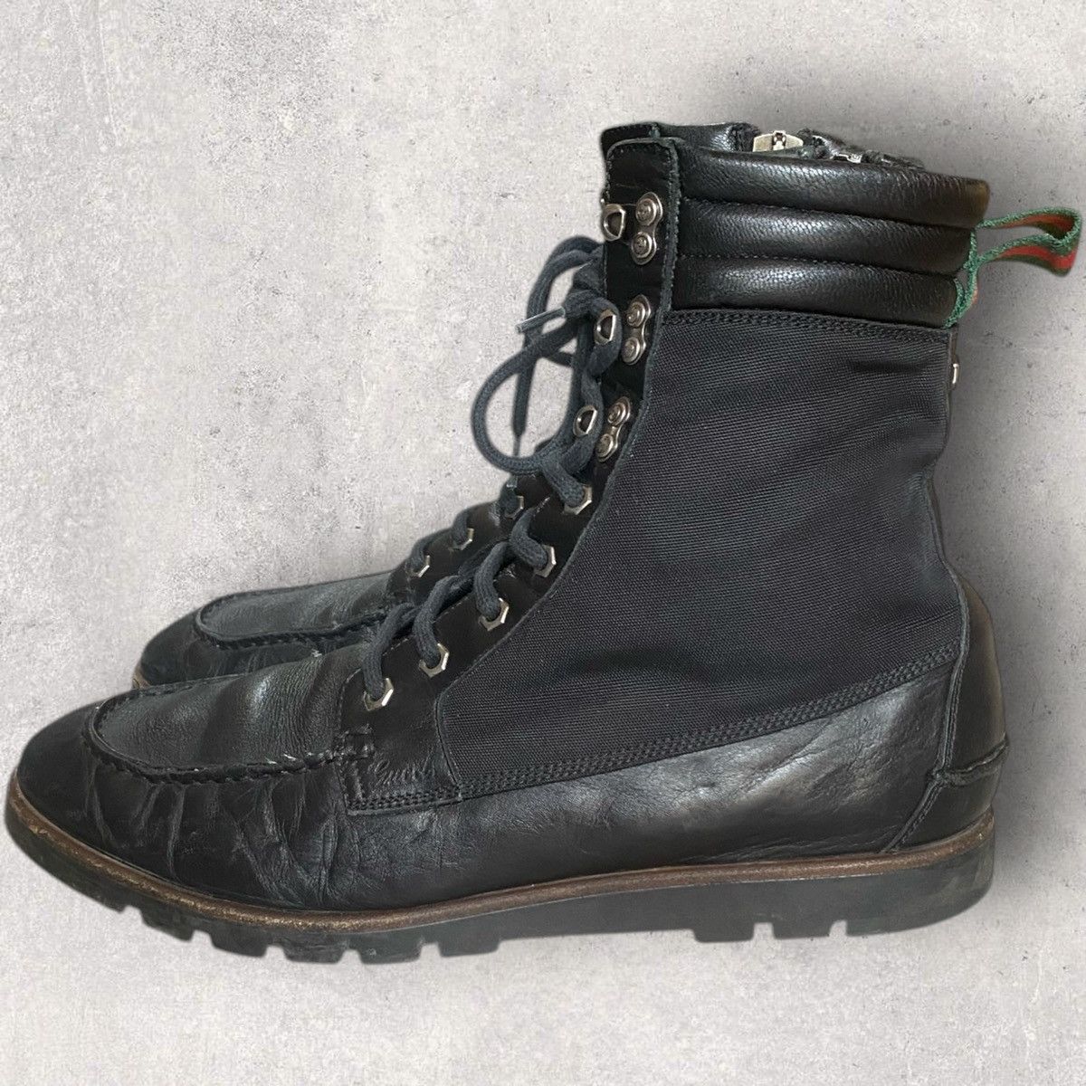 Gucci Gucci Web Accent Leather Lace Up Boots Size US 10 / EU 43 - 2 Thumbnail