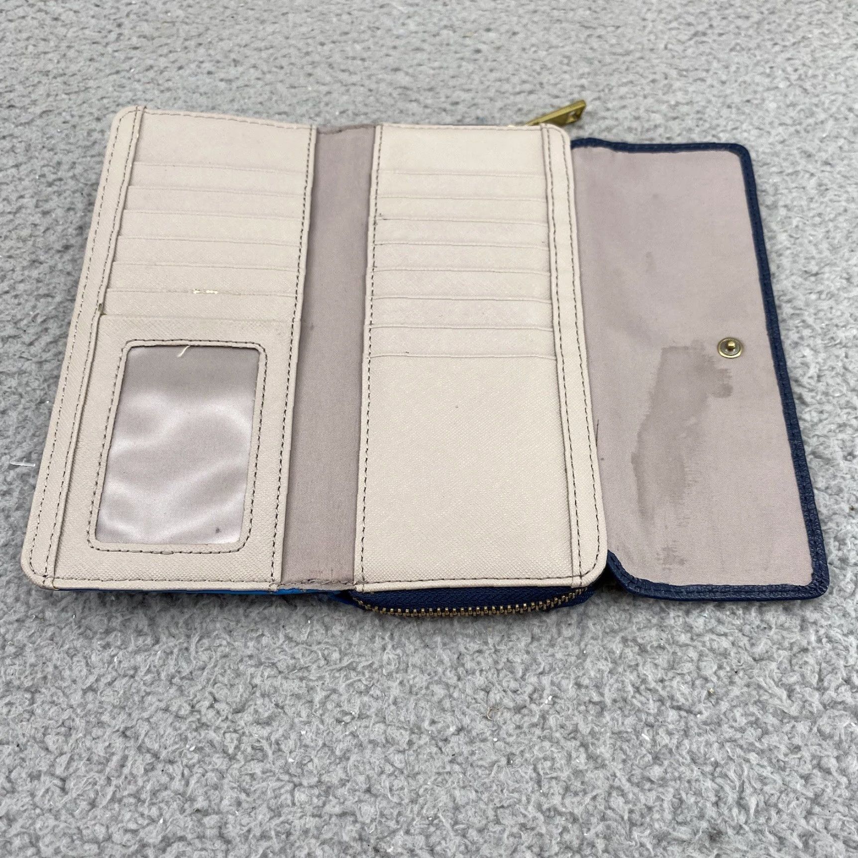 Fossil FOSSIL Leather Wallet Zip-Around Clutch Blue Lining Cards ID Divider Boho Women Medium Wallet Zip-Around (Blue) Womens Size ONE SIZE - 7 Thumbnail