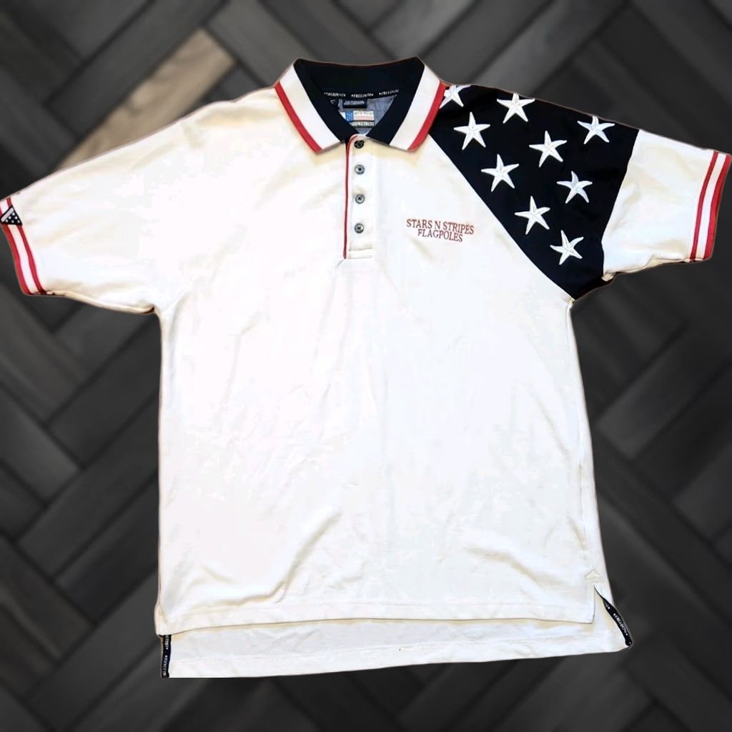 Vintage Rock Point Freedom Polo Shirt Men's L Solid with Stars Red White Blue Patriotic Retro Shirt Polo Mens L Rock Point Size US L / EU 52-54 / 3 - 1 Thumbnail
