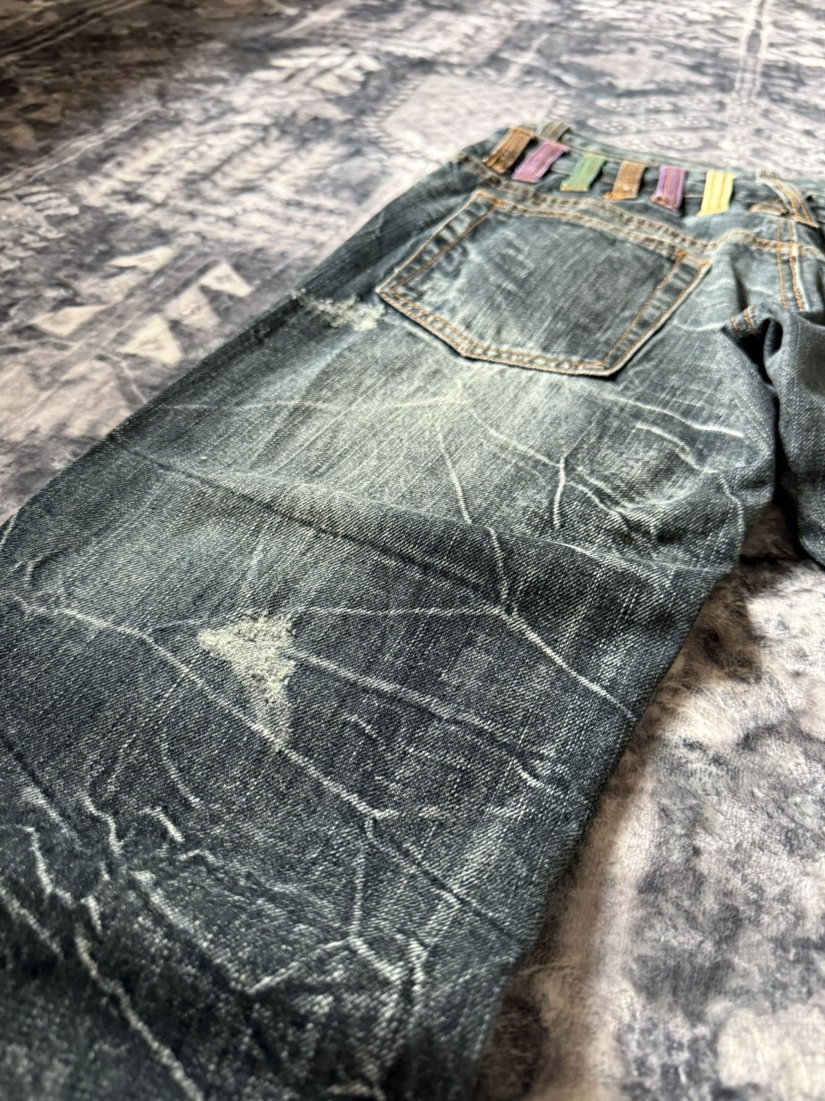 Japanese Brand × LOWBOX × Tete Homme Nylaus Japan Cut And Sew Double Waist Shadow Wash Jeans Size US 30 / EU 46 - 20 Thumbnail