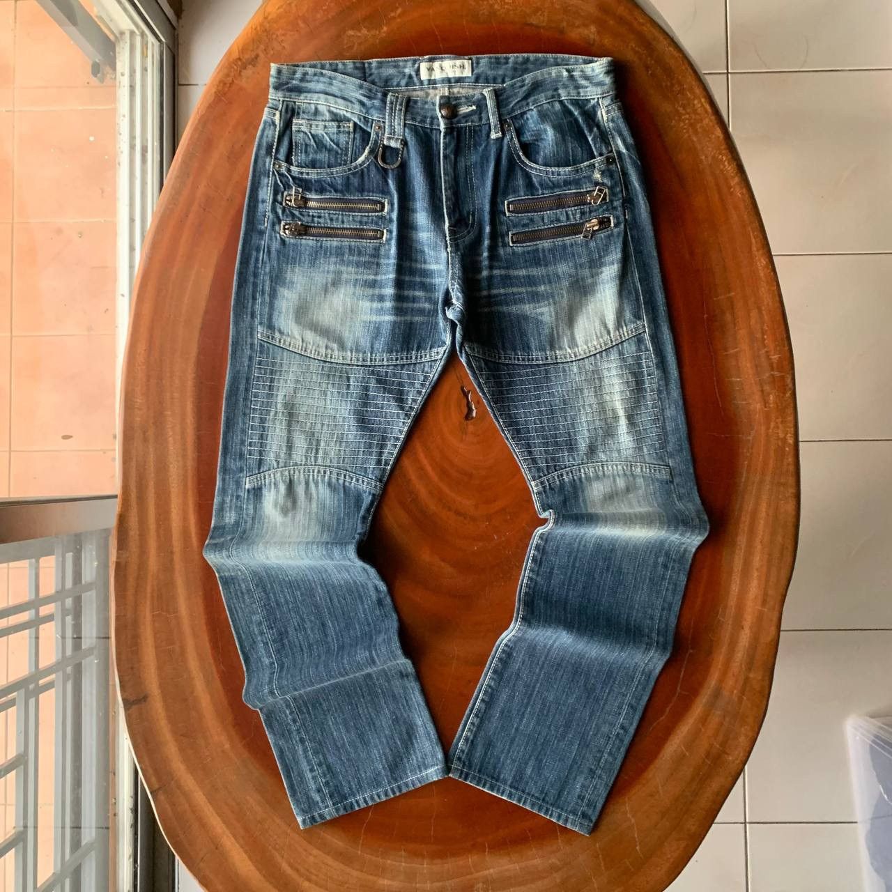 Vanquish Vanquish Bikers Zipper Multi Pocket Blue Jeans Pants Size US 33 - 1 Thumbnail