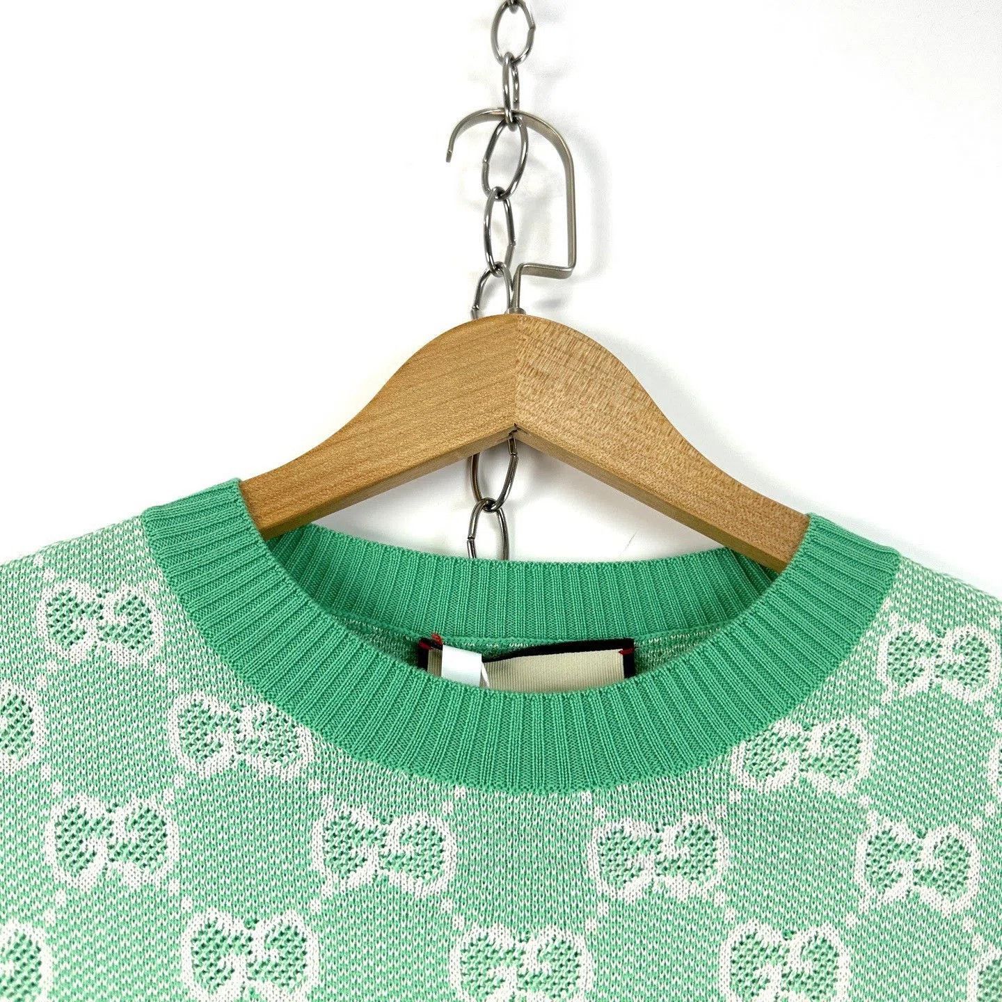 Gucci Gucci Classic Green Double G Monogram Knit Short Sleeve. Size S / US 4 / IT 40 - 3 Thumbnail