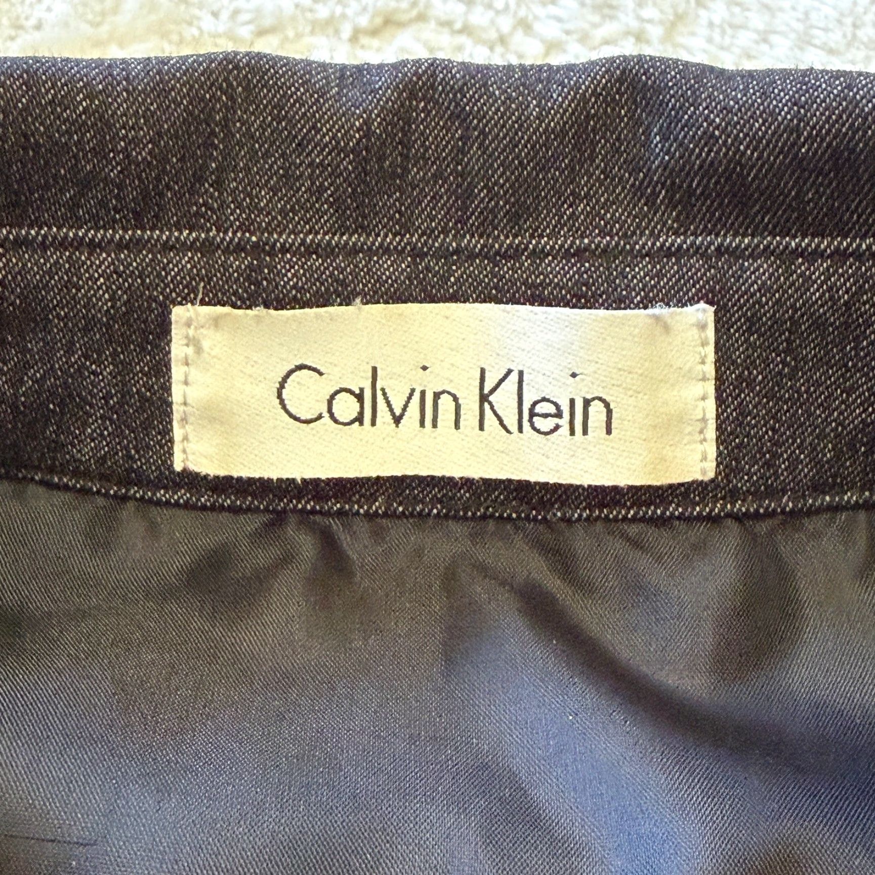 Calvin Klein Calvin Klein Sheath Dress Shirt Dress Black Denim Sleeveless Snap Button Business Women Size 2/32 Knee Length Lined Polyester Blend Stretch Collared Size XXS / US 00 / IT 34 - 3 Thumbnail