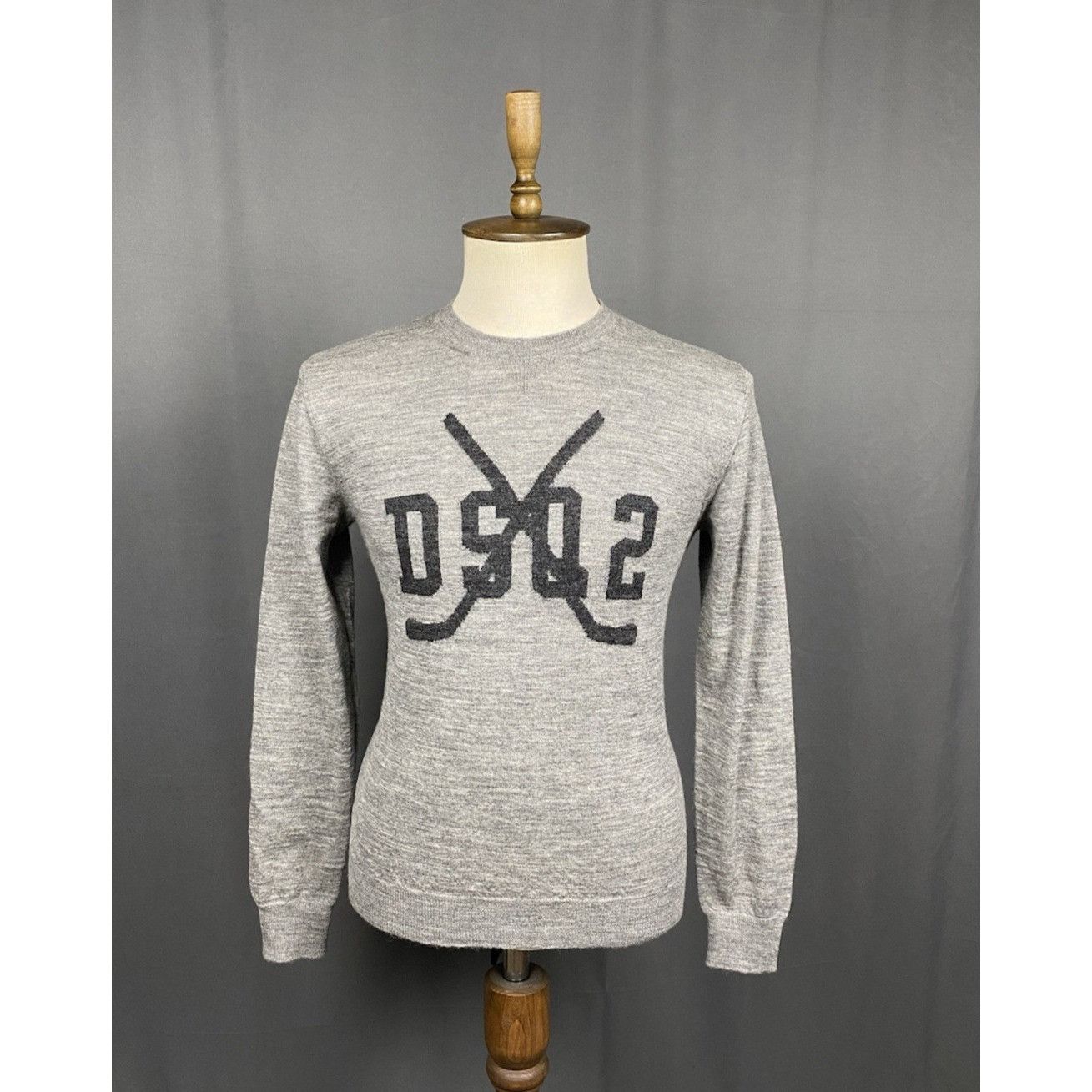 Dsquared2 Dsquared2 Big Logo Men's Gray Crewneck Wool Sweater Size M Size US M / EU 48-50 / 2 - 1 Thumbnail