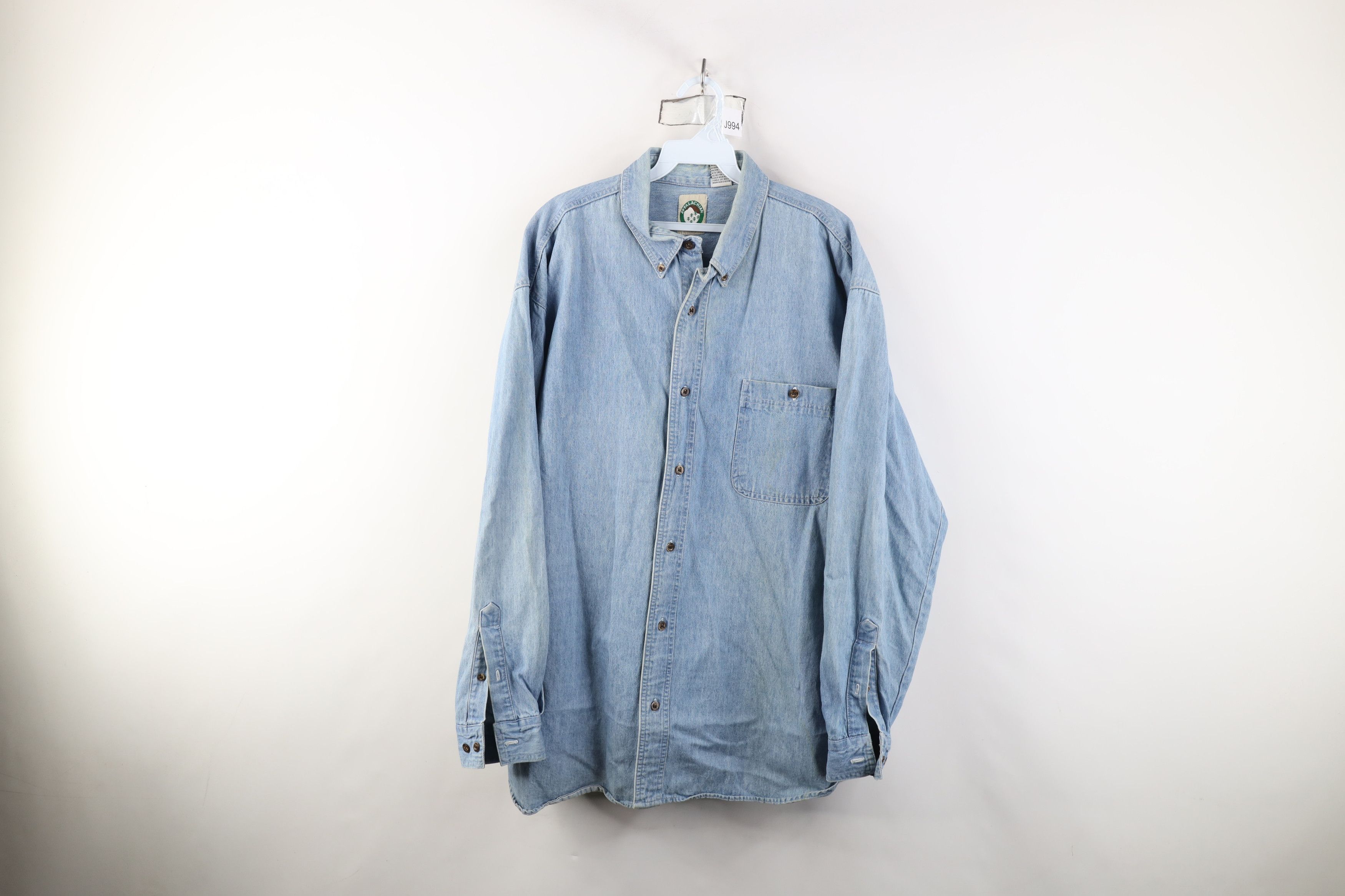 Vintage Vintage 90s Streetwear Collared Denim Jean Button Down Shirt Size US XL / EU 56 / 4 - 1 Thumbnail