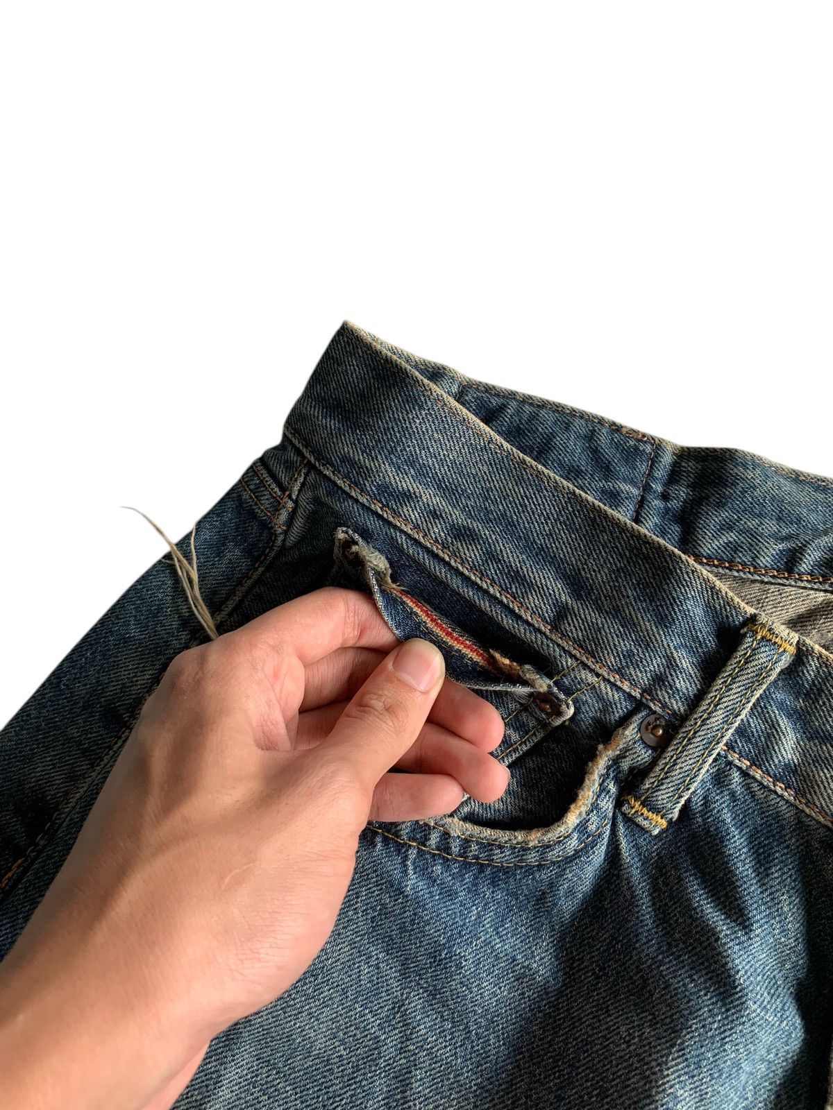 Edwin × If Six Was Nine × Kapital VINTAGE EDWIN 505X SELVEDGE BAGGY RUSTY DISTRESSED DENIM Size US 31 - 11 Thumbnail