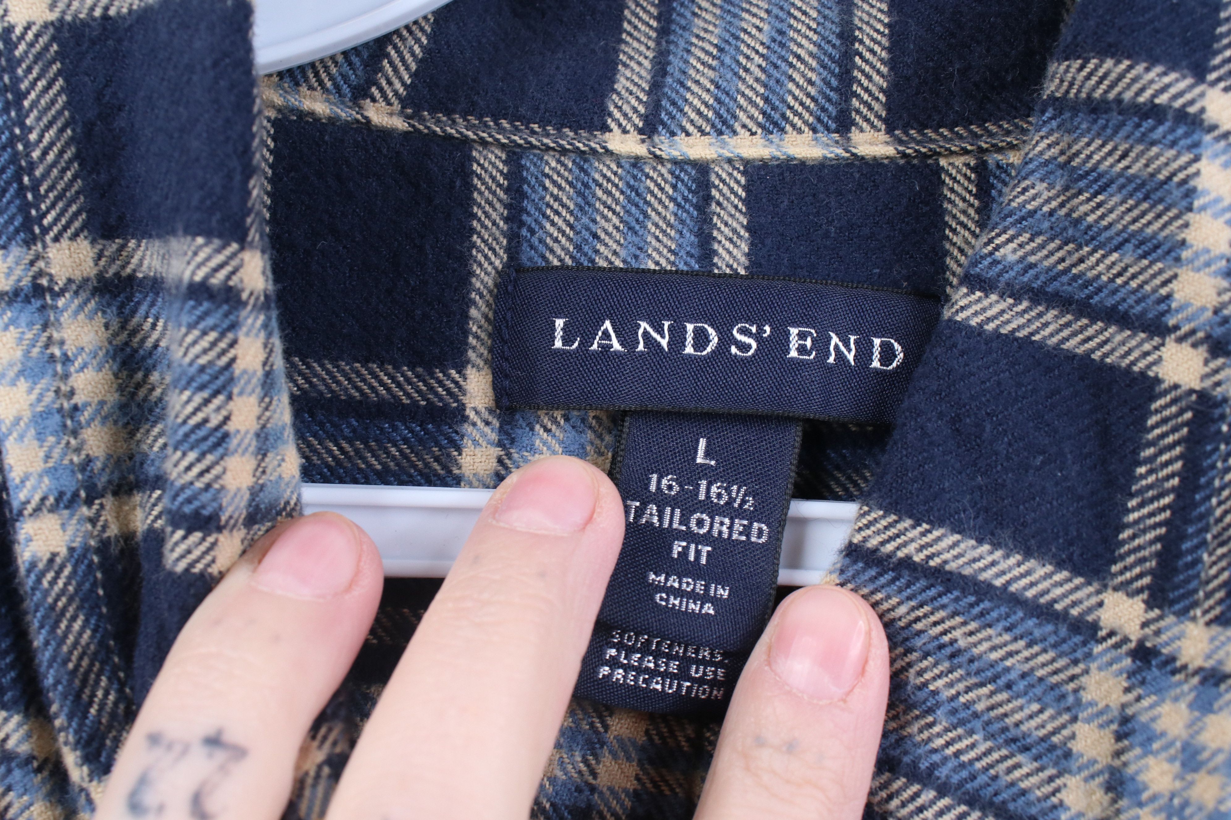 Lands' End Vintage 90s Lands End Collared Button Down Shirt Plaid Size US L / EU 52-54 / 3 - 6 Thumbnail