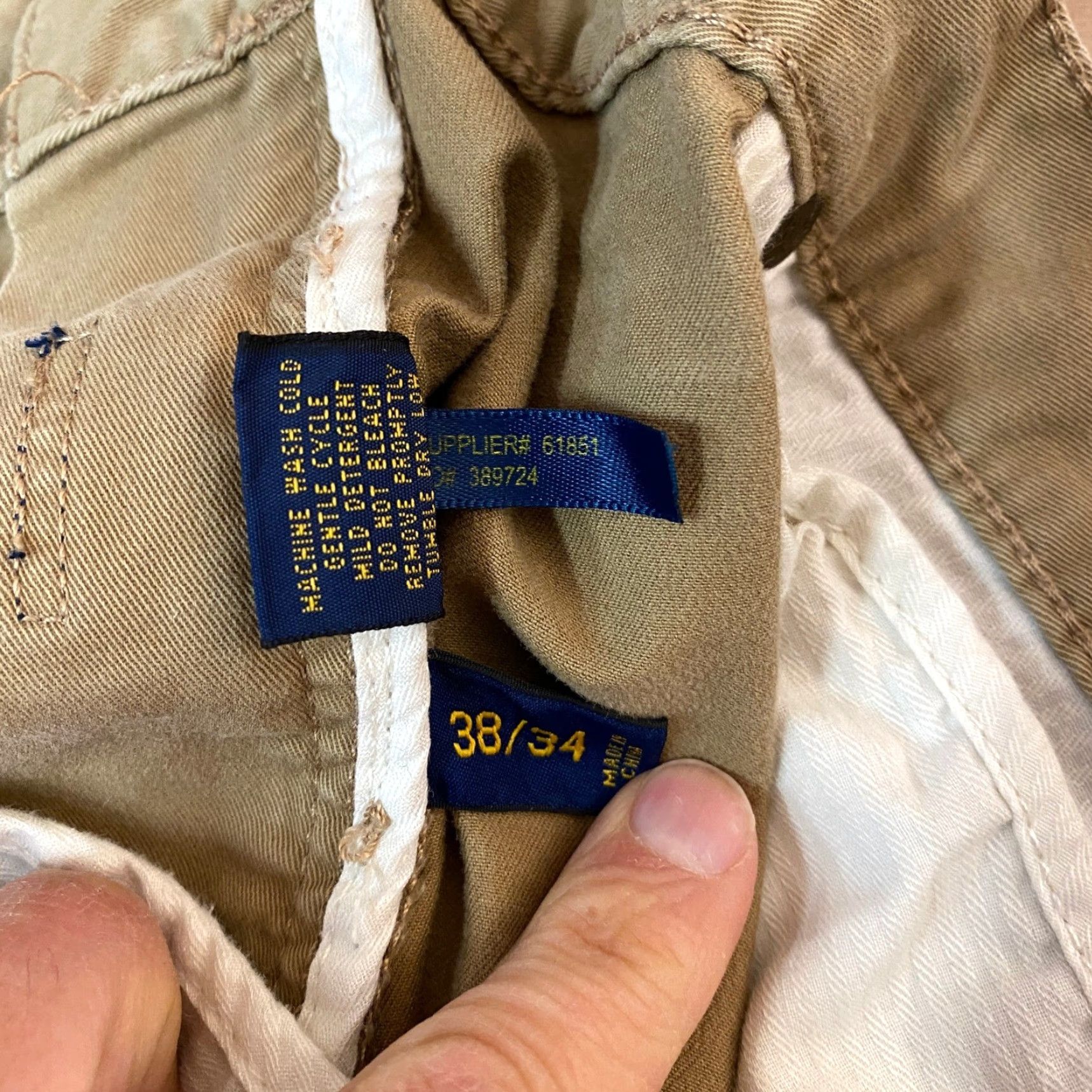 Polo Ralph Lauren Polo Ralph Lauren Mens Slim Straight Fit Tan Pants 38x25 Cotton Blend Chino Size US M / EU 48-50 / 2 - 4 Thumbnail