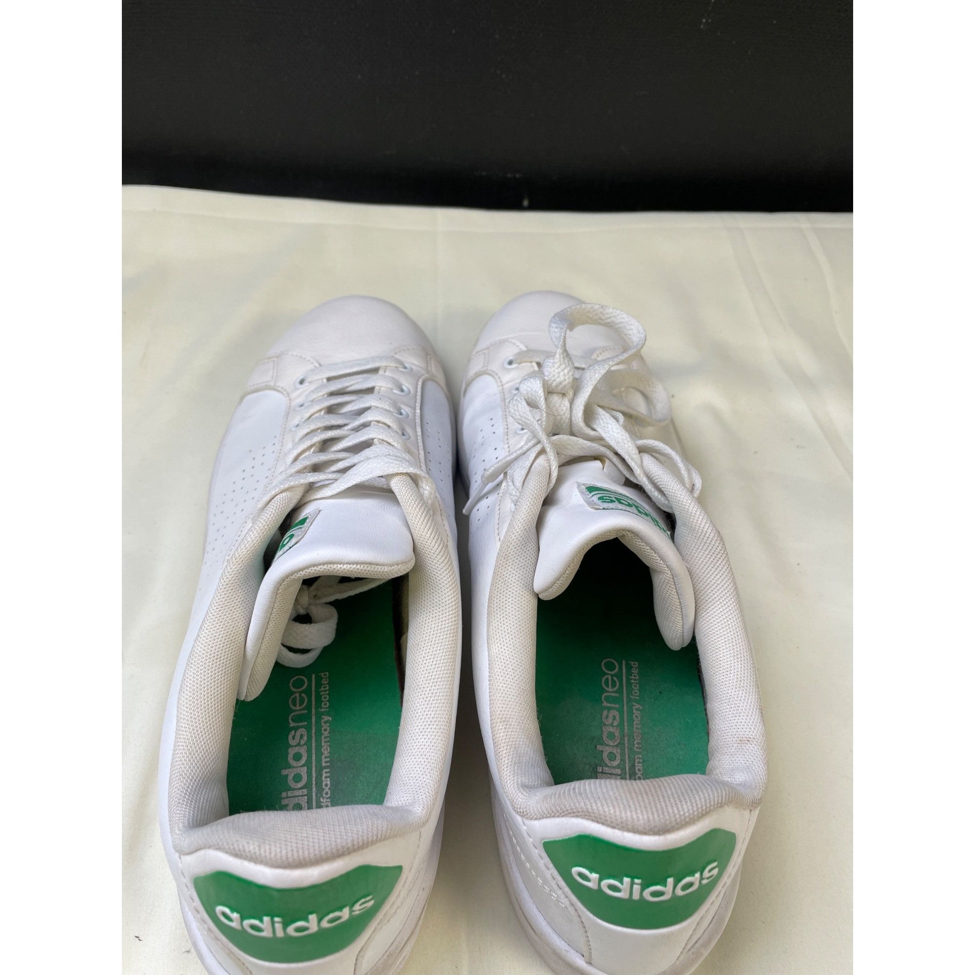 Adidas Adidas Neo Cloudfoam Men's Leather All White Sneakers / Shoe Size US 12 / EU 45 - 7 Thumbnail