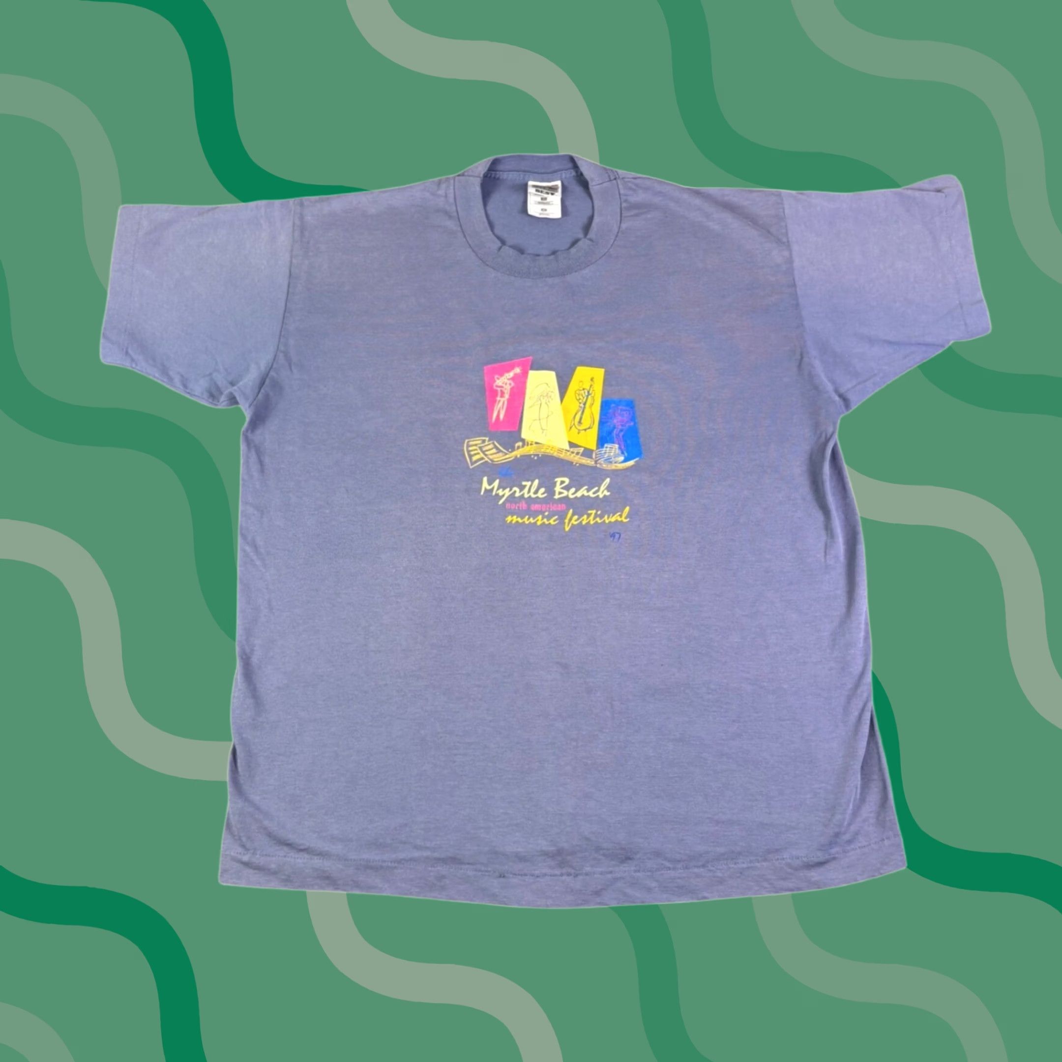 Fruit Of The Loom VINTAGE Myrtle Beach Music Festival Shirt XL 90s USA Graphic Tee Men Purple 1990s Short Sleeve FRUIT OF THE LOOM Size US XL / EU 56 / 4 - 1 Thumbnail