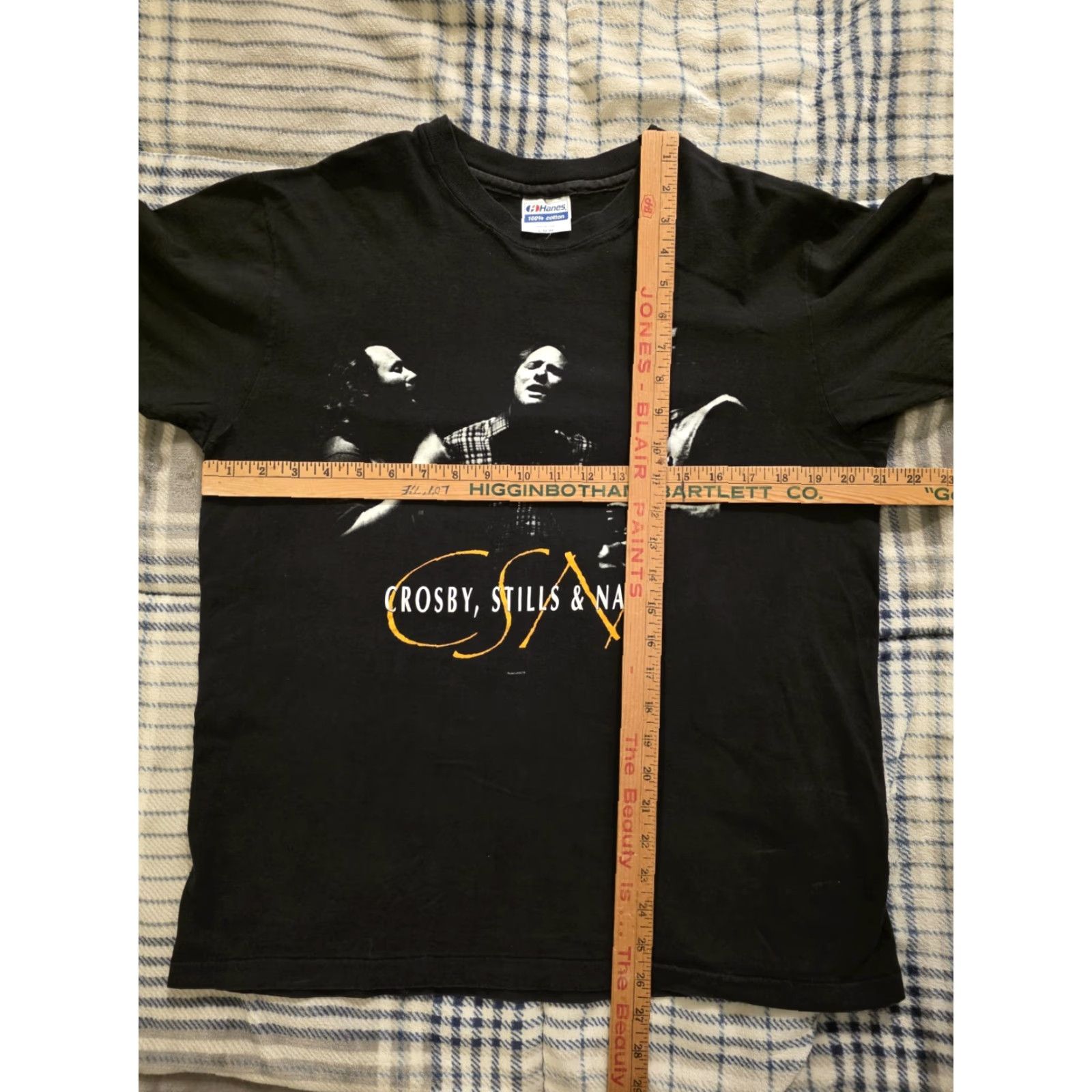 Hanes VINTAGE Crosby Stills & Nash Band T Shirt Black Mens L Short Sleeve Crew Neck Cotton Hanes 90s Music Rock Graphic Print Size US L / EU 52-54 / 3 - 7 Thumbnail