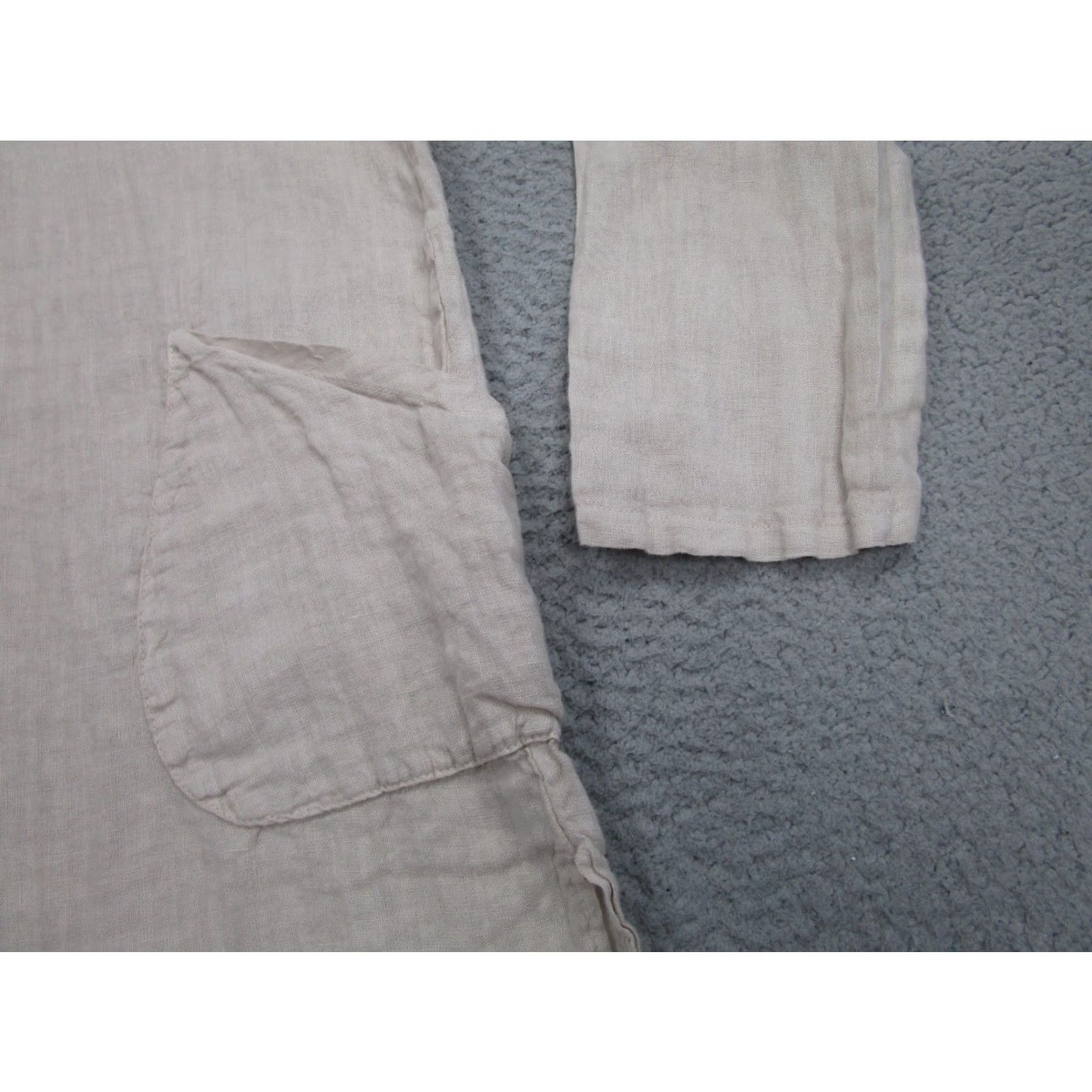 Vintage Francesca Bettini Linen Dress Womens S Beige Oatmeal Cottagecore Italy Tunic Shirt Dress Size S / US 4 / IT 40 - 3 Thumbnail