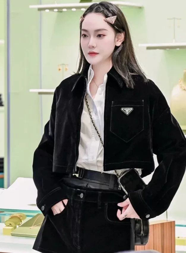 Prada Prada Black Velvet Short Coat Size XS / US 0-2 / IT 36-38 - 1 Thumbnail