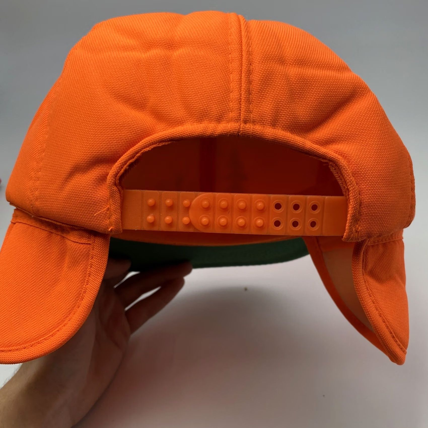 GAS Blaze Orange Ear Flap Hunting Hat - Vintage Safesport Trap Size 44L - 7 Thumbnail