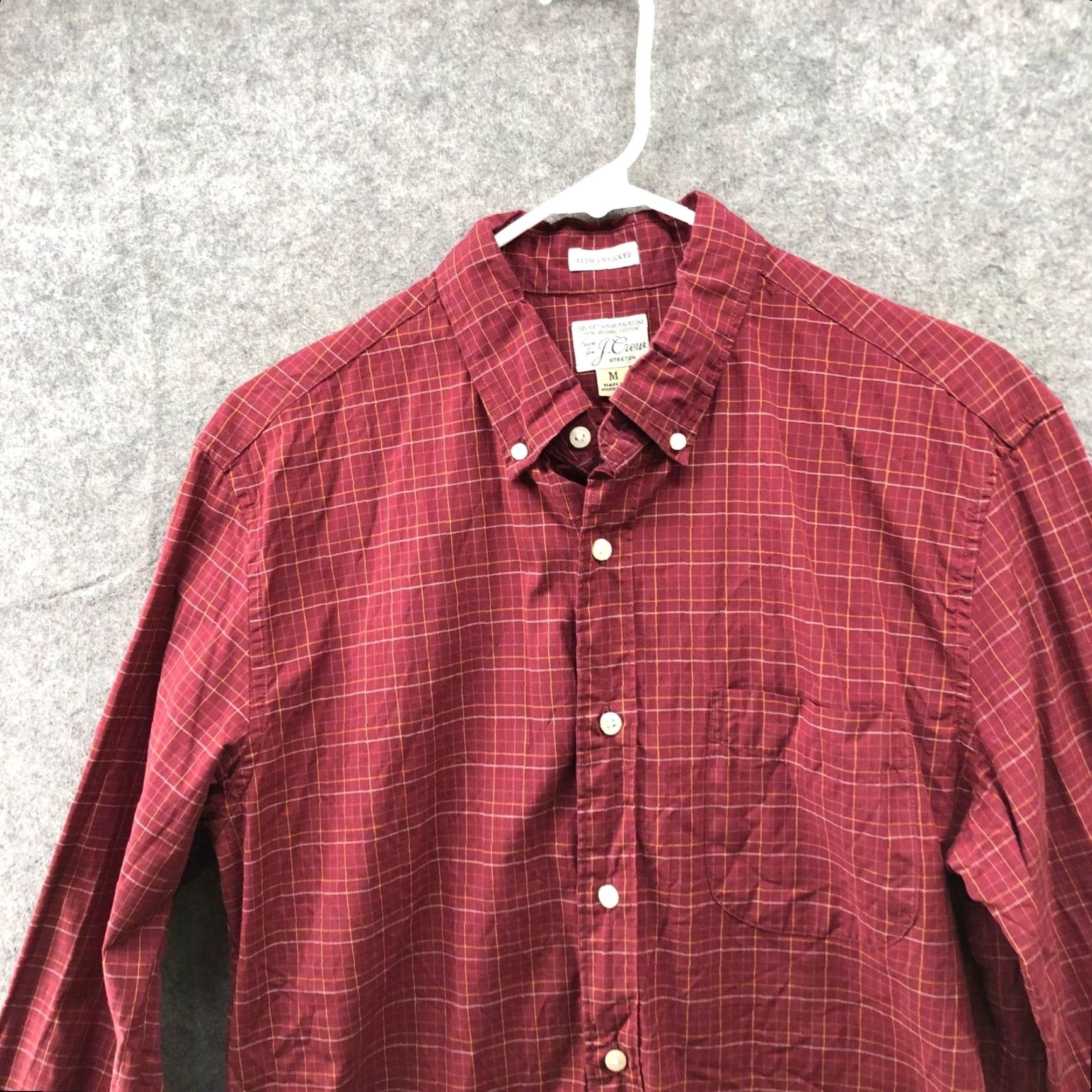 J.Crew J. Crew Slim Untucked Long Sleeve Shirt Men M Red Grid Plaid Button Down Organic Cotton Spandex Shirt Size US M / EU 48-50 / 2 - 3 Thumbnail