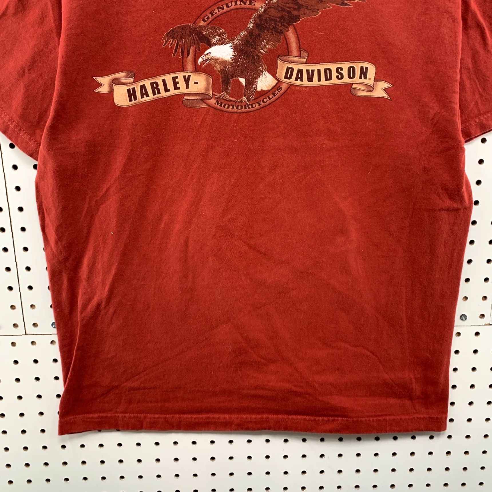 Harley Davidson VINTAGE Harley-Davidson Motorcycle T-Shirt Mens Large Orange Eagle Spell Out 21x27.5 Retro 90s Size US L / EU 52-54 / 3 - 6 Thumbnail