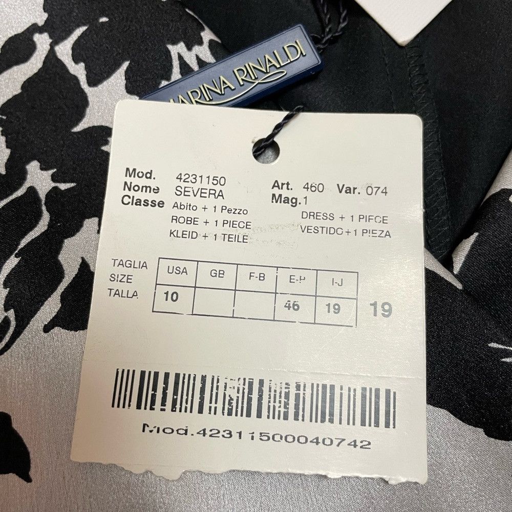 Free People NWT New $1450 Marina Rinaldi Black White Black Floral Silk Size M / US 6-8 / IT 42-44 - 7 Thumbnail