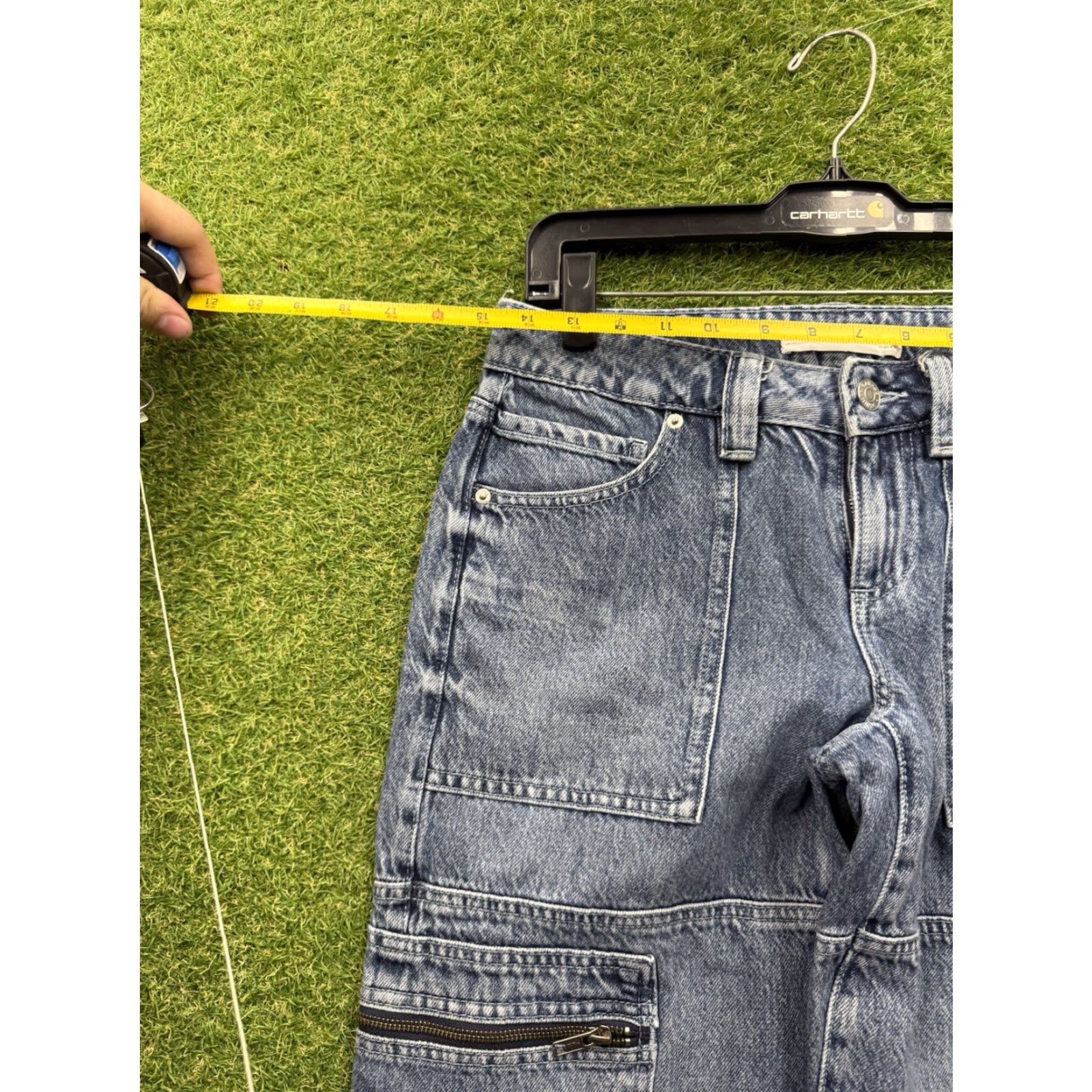 Garage Garage Denim Y2K Cargo Jeans Womens 26 Wide-Leg Baggy Skater Zip Pockets Denim Blue Cargo Pocket Distressed Pockets High Rise Button Zip Womens Jeans Size 26" / US 2 / IT 38 - 3 Thumbnail