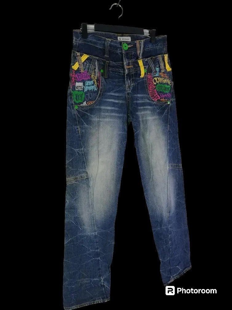 Tornado Mart Vintage Sorridere Double Waist Graffiti Pop Art Denim Size US 30 / EU 46 - 3 Thumbnail