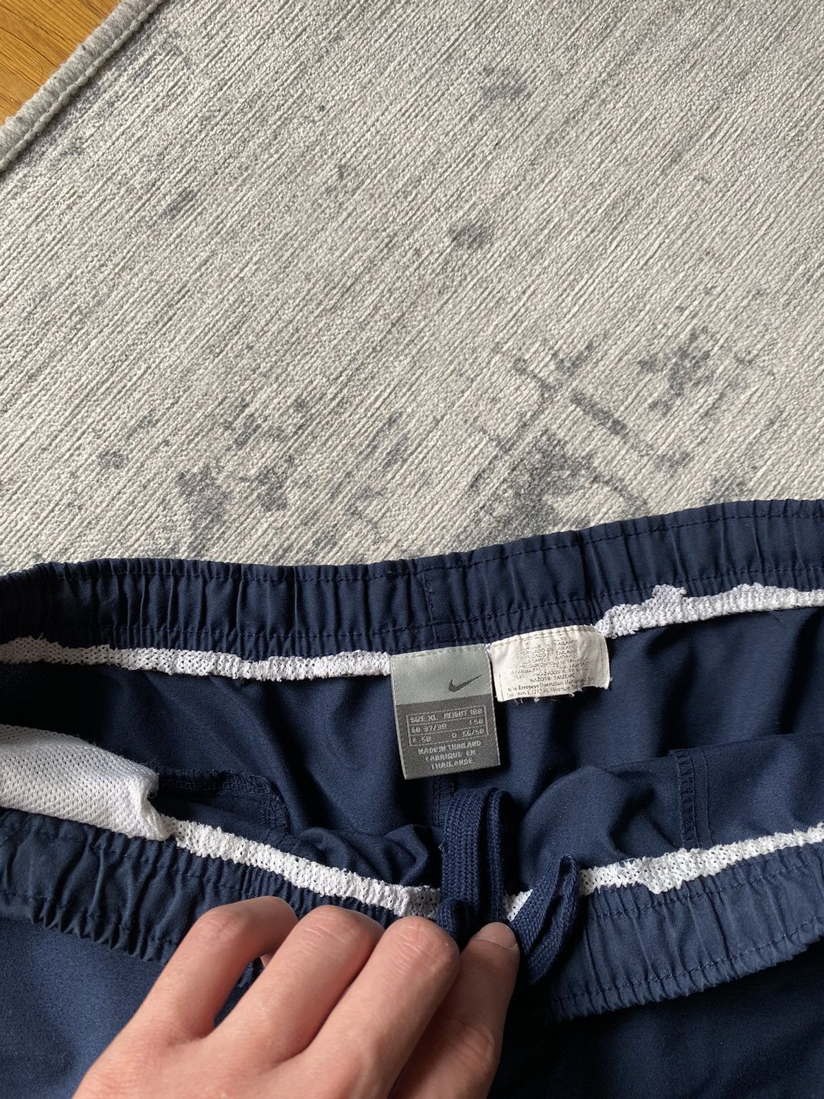 Japanese Brand × Nike × Vintage Vintage Nike Baggy Shorts Mini Swoosh Blue Japanese Drill Size US 34 / EU 50 - 8 Thumbnail