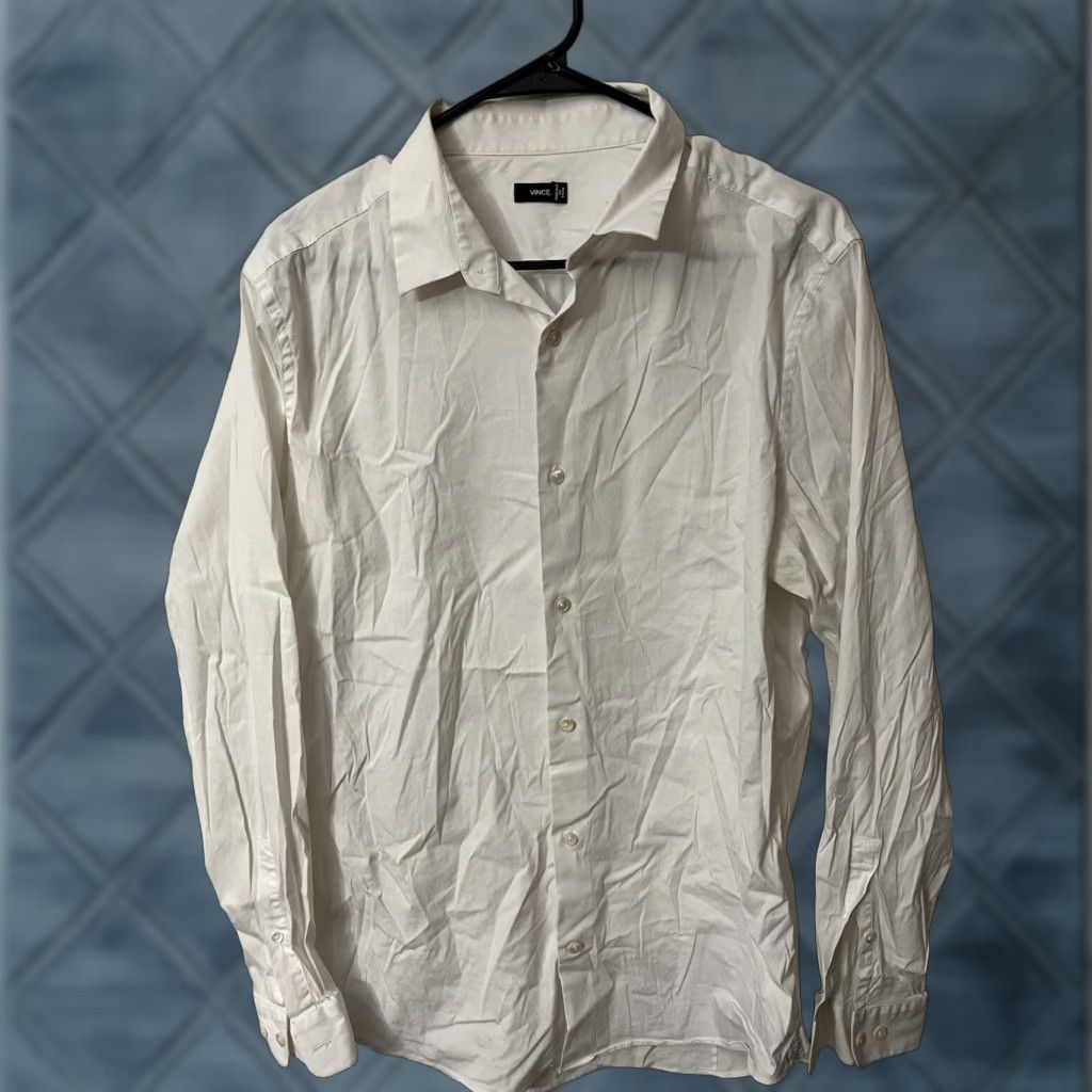 Vince Vince Shirt Adult Large White Cotton Casual Long Sleeve Button Up Mens Size US L / EU 52-54 / 3 - 1 Thumbnail