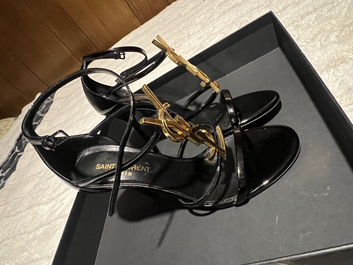 Saint Laurent Paris Cassandra YSL Medallion Stiletto Sandals Size US 7.5 / IT 37.5 - 3 Thumbnail