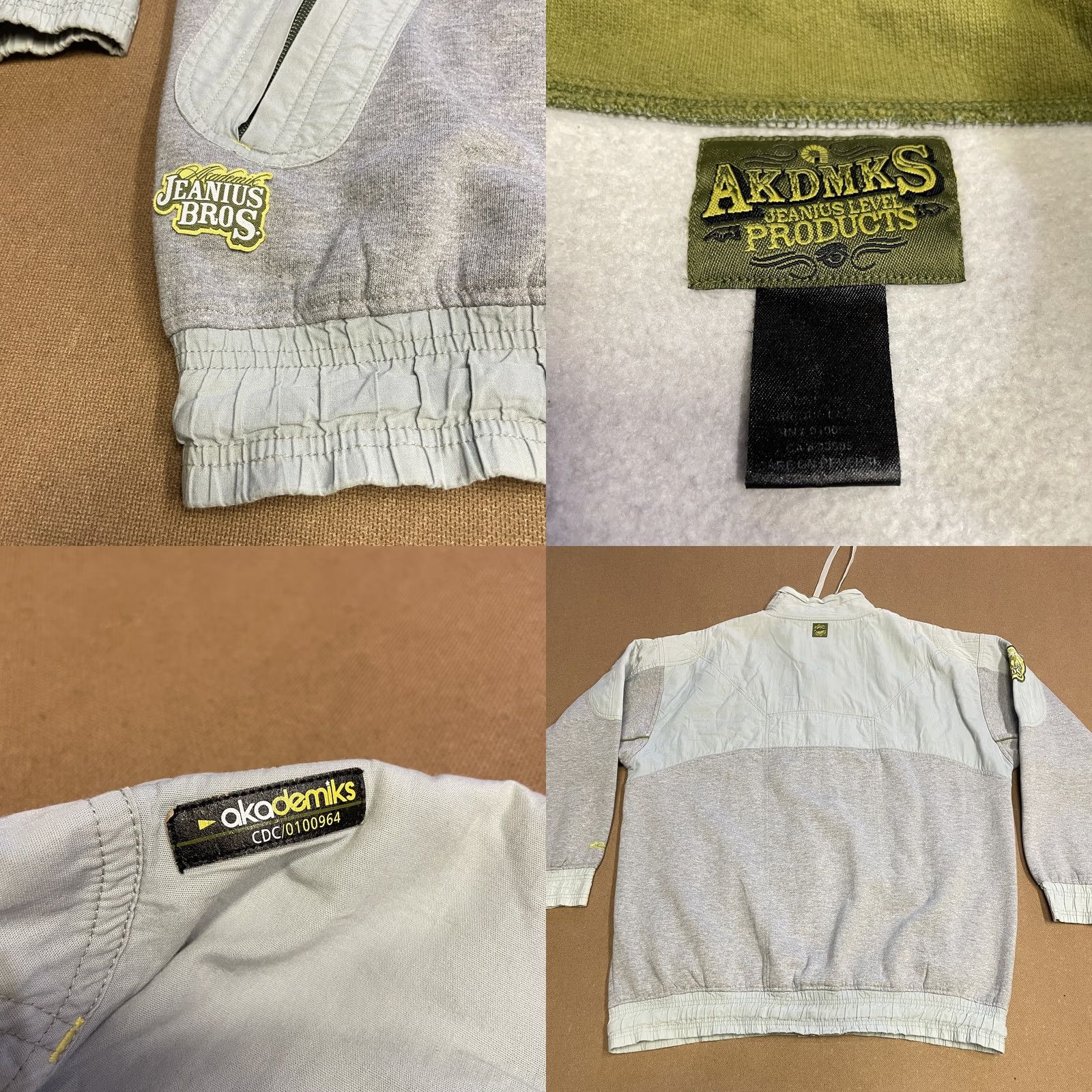 Akademiks VINTAGE Akademiks Jacket Mens L Gray Jeanius Bros Full Zip Patchwork Streetwear AKS Size US 33 - 8 Thumbnail