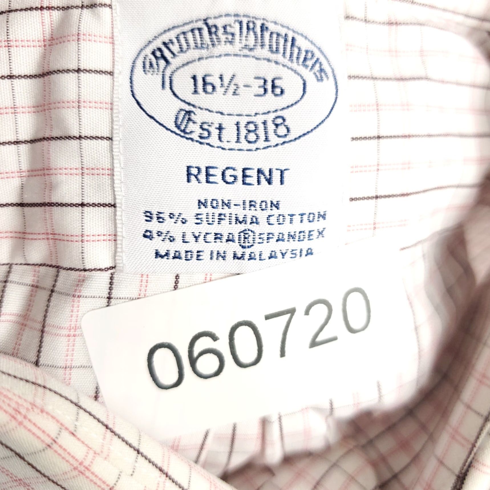 Brooks Brothers VINTAGE Brooks Brothers Shirt Mens 16.5 Red Plaid Dress Shirt Long Sleeve Regular Non-Iron Button Up" Size 42R - 8 Thumbnail