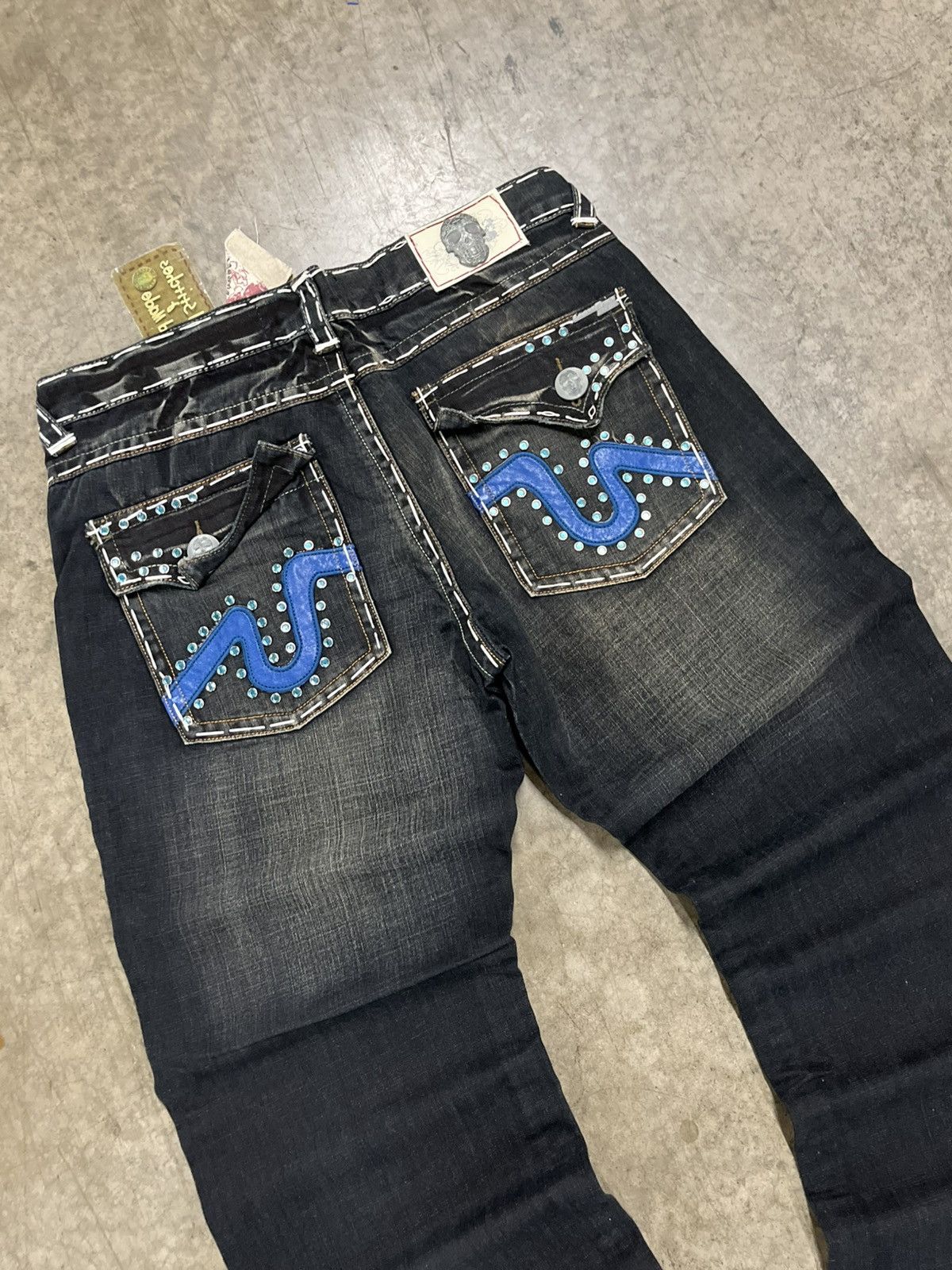 True Religion Y2k baggy fit embroidered denim skater hype rare opium Size US 36 / EU 52 - 4 Thumbnail