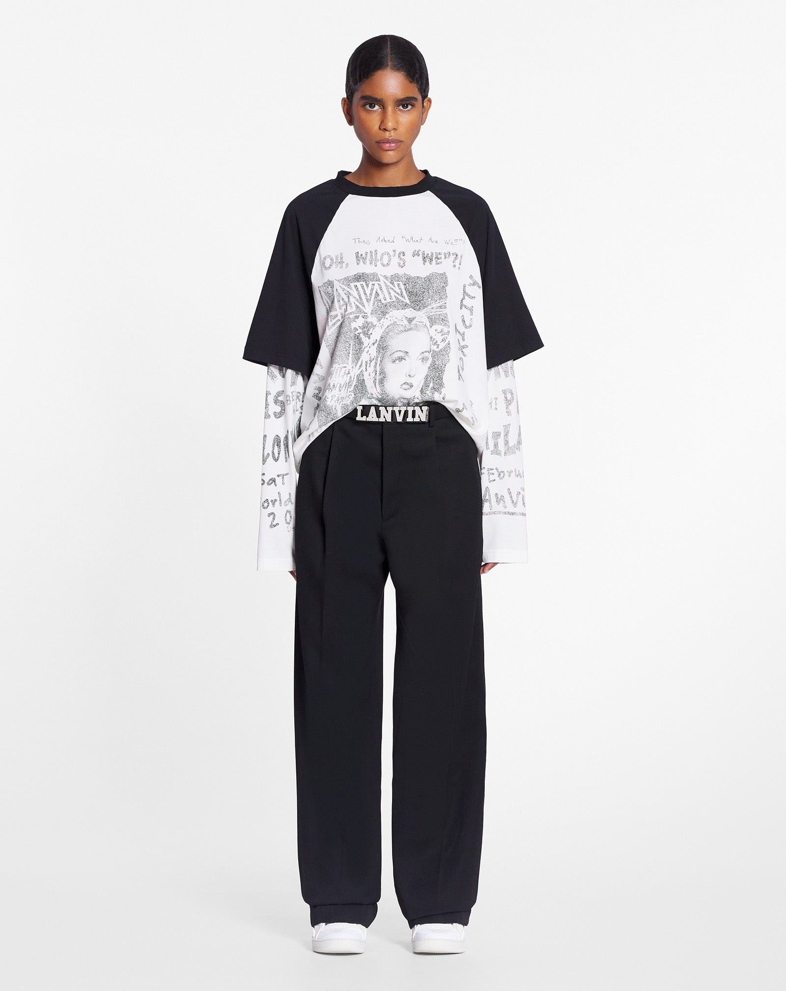Lanvin o1mle0825 Unisex Wide-Leg Pants in Black Size US 32 / EU 48 - 2 Thumbnail
