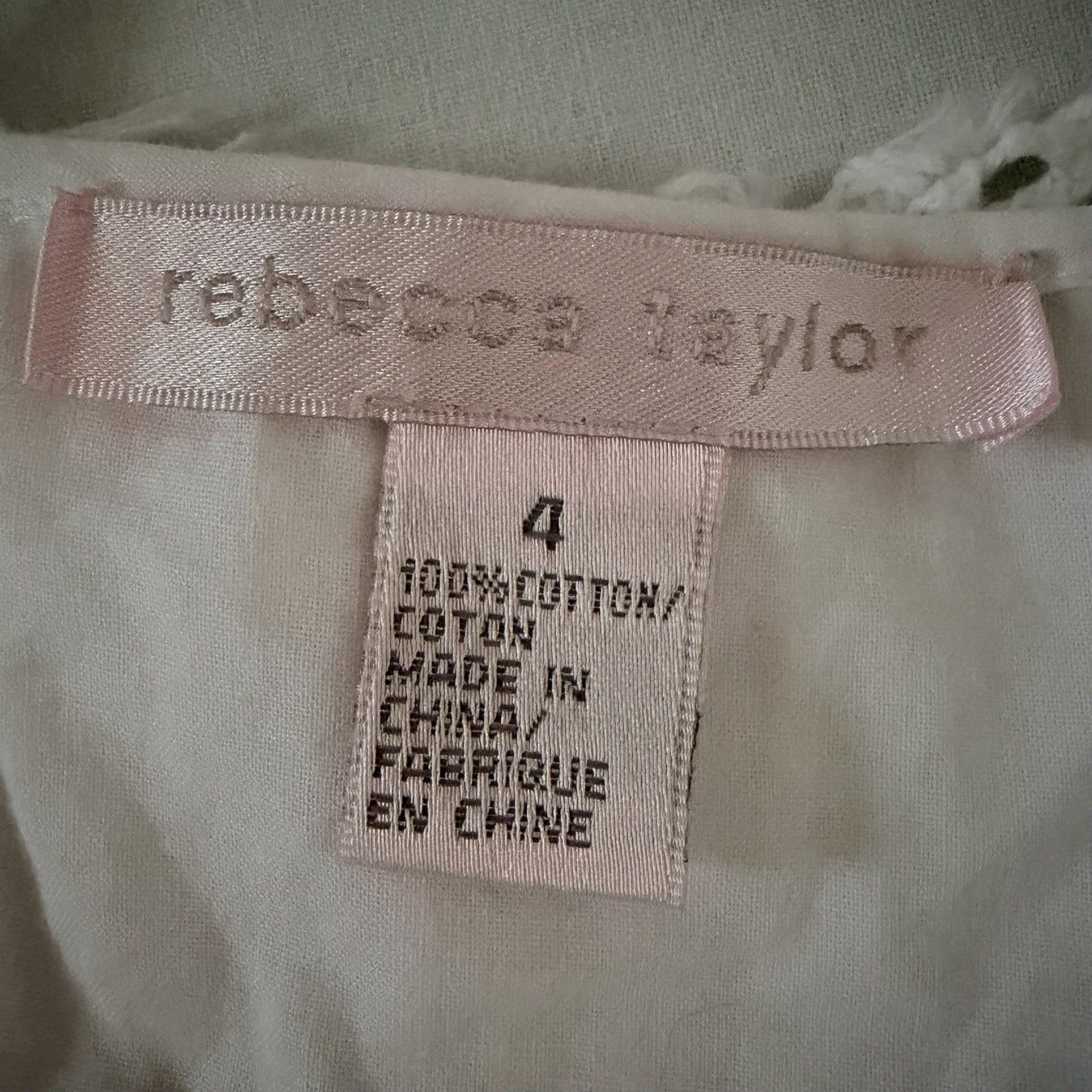 Rebecca Taylor Rebecca Taylor White Crochet Trim Textured Cotton Babydoll Size S / US 4 / IT 40 - 4 Thumbnail