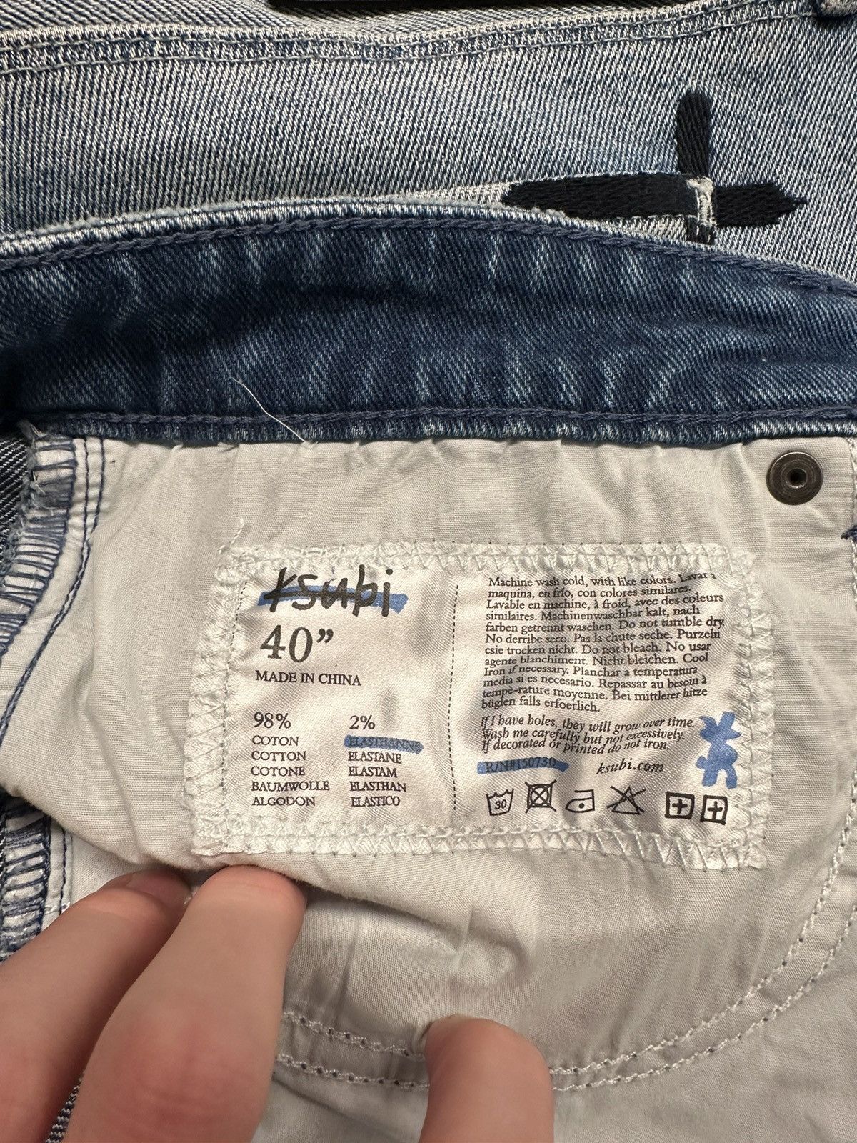 Ksubi Distressed Blue Denim Jeans Size 40