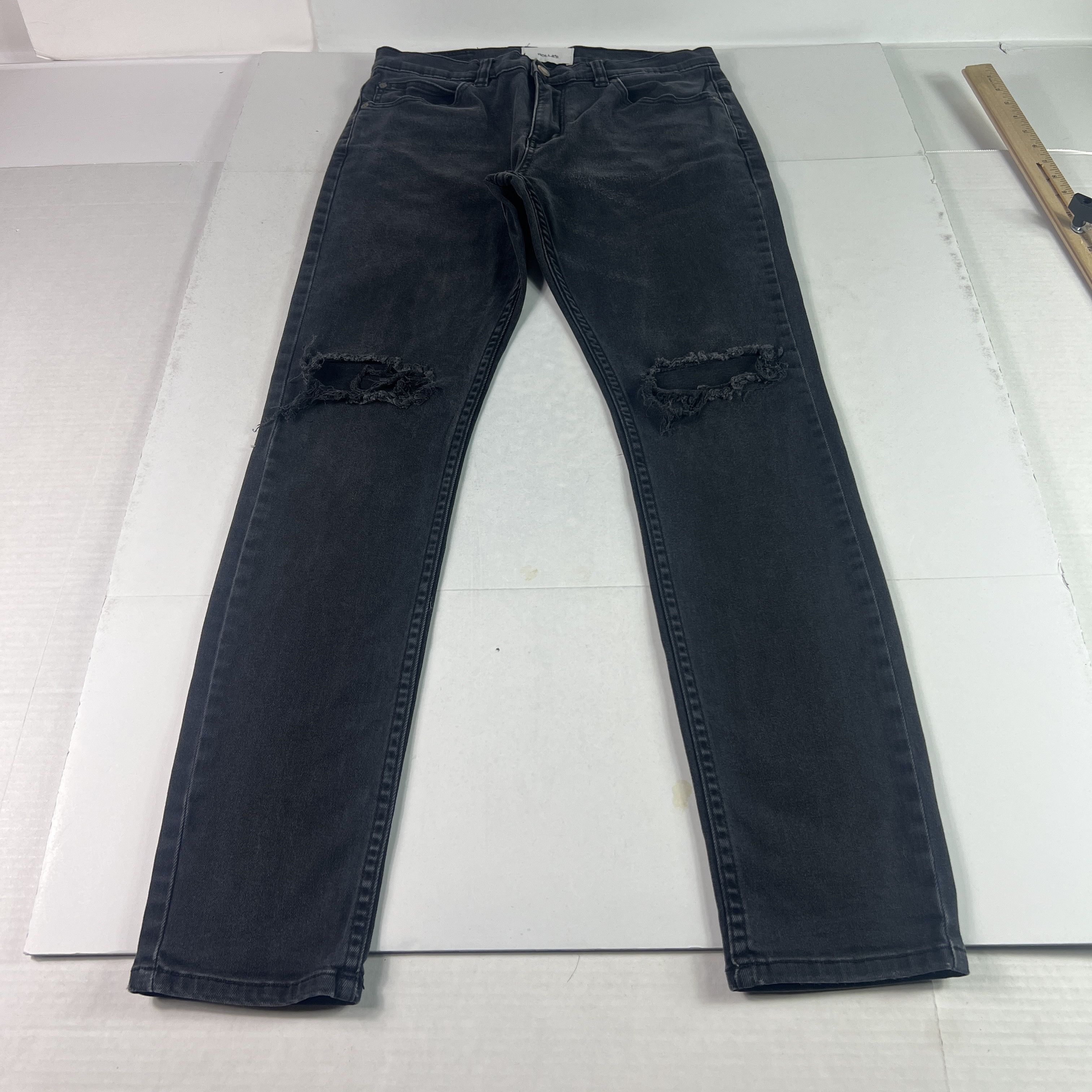 Rolla's Rolla's Jean Thin Captain Slim Black Faded Distressed Denim Size US 31 - 1 Thumbnail