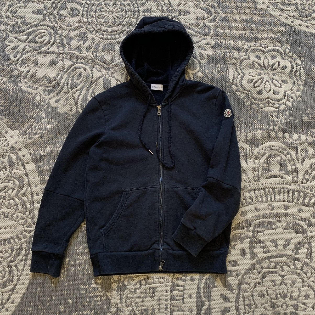 Image of Moncler Zip Up Hoodie in Blue/Navy, Men's (Size Medium)