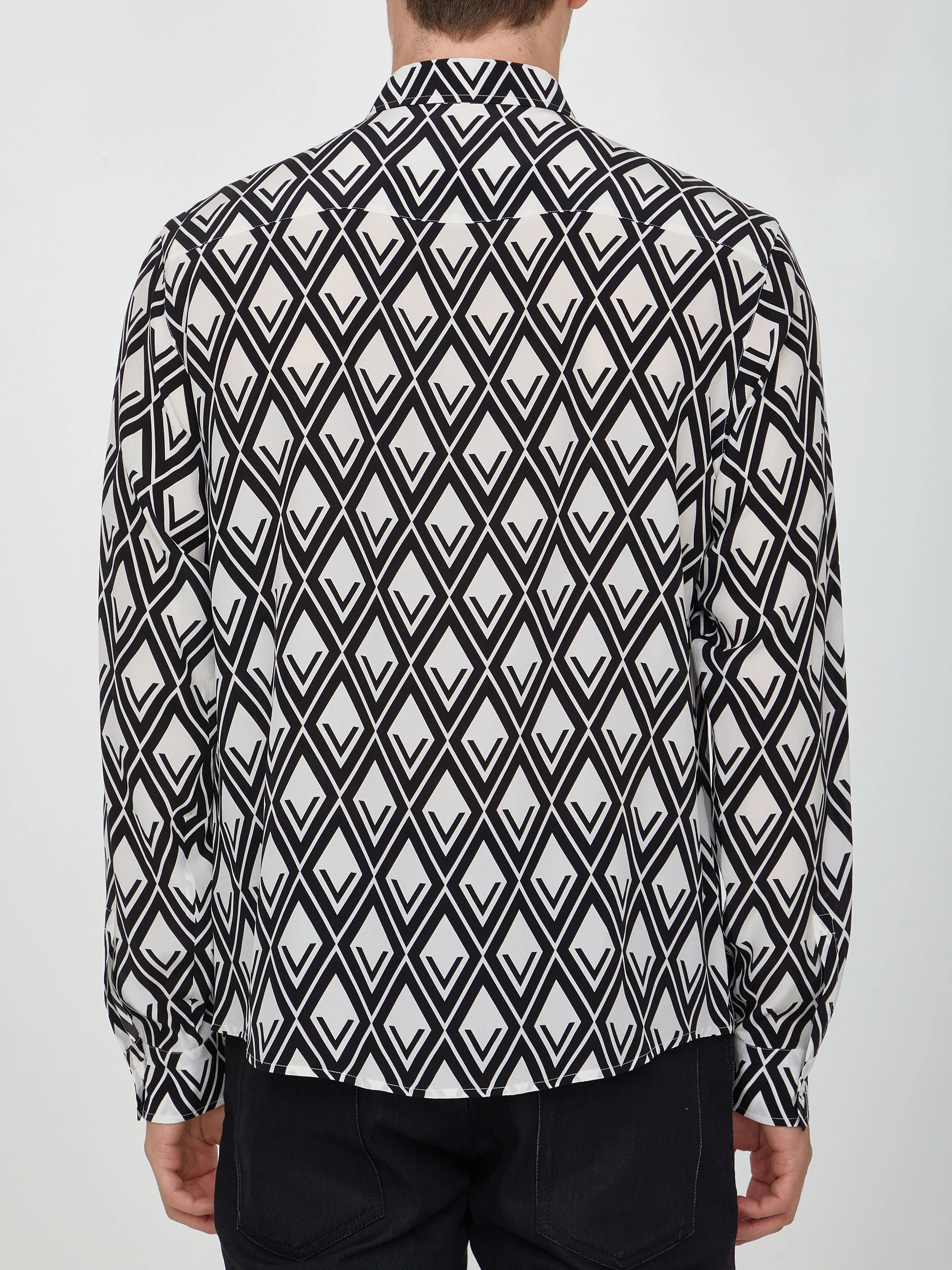 Valentino o1y0525 Patterned Shirt in White/Black Size US S / EU 44-46 / 1 - 4 Thumbnail