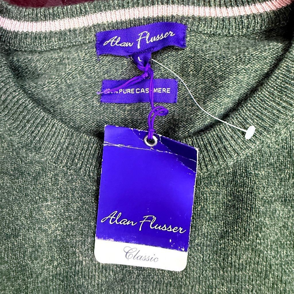 Alan Flusser ALAN FLUSSER 100% Pure Cashmere Crewneck Sweater Green Men’s Size US L / EU 52-54 / 3 - 6 Thumbnail