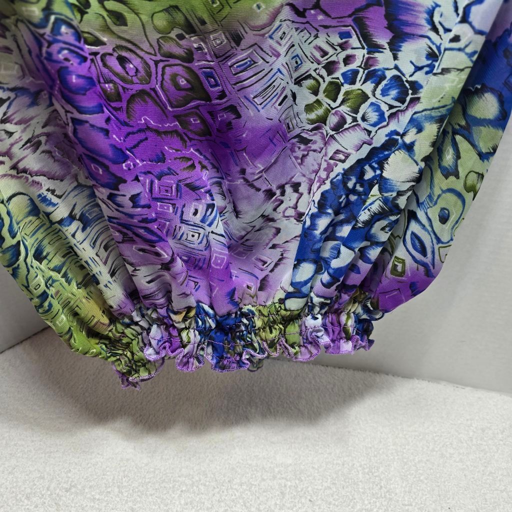The Unbranded Brand Women's Joanna's Plus 1X Purple Green Abstract Blouse Size XL / US 12-14 / IT 48-50 - 2 Thumbnail