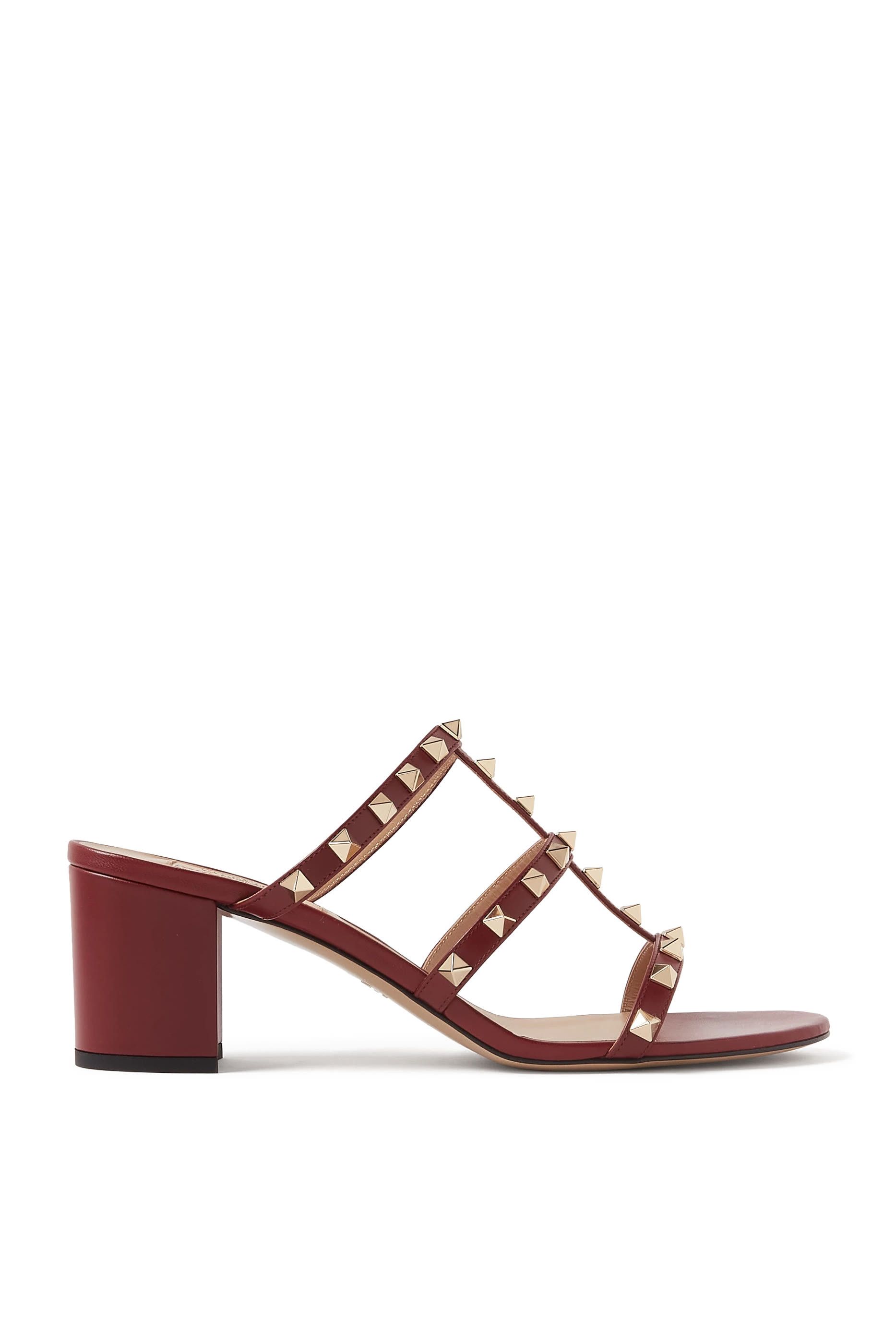 os11x0126 Rockstud 60 Mules in Burgundy