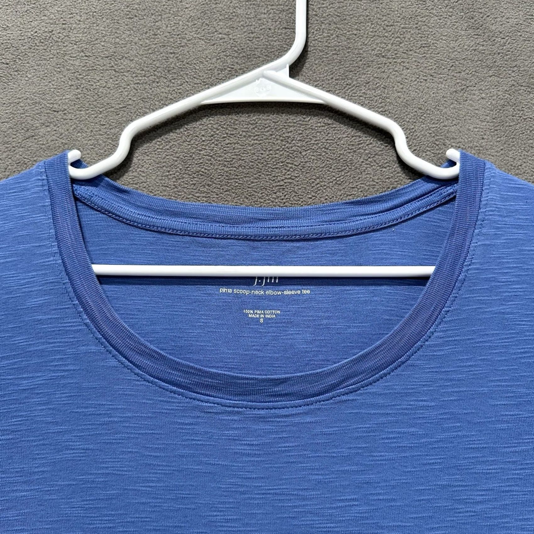 J. Jill J Jill T Shirt Womens Small Blue Casual Scoop Neck Elbow Sleeve Pima Cotton EUC Size XL / US 12-14 / IT 48-50 - 3 Thumbnail