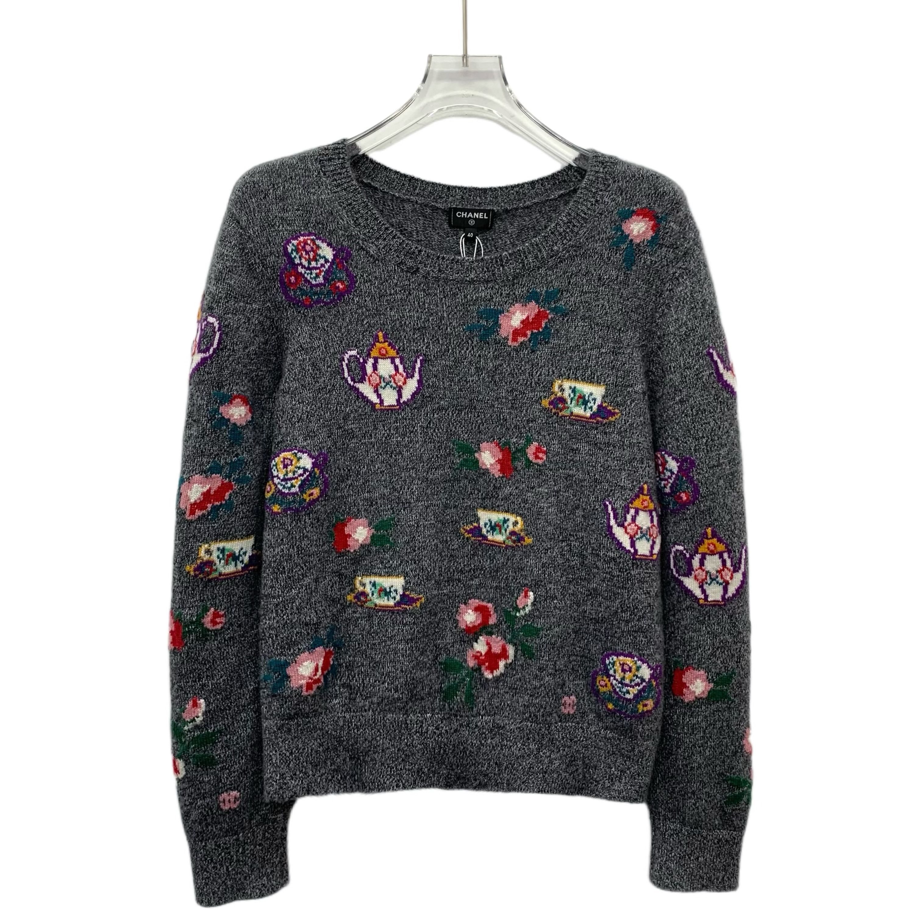 Chanel Chanel Cashmere Knit Sweater Dark Grey (40) Size S / US 4 / IT 40 - 1 Thumbnail