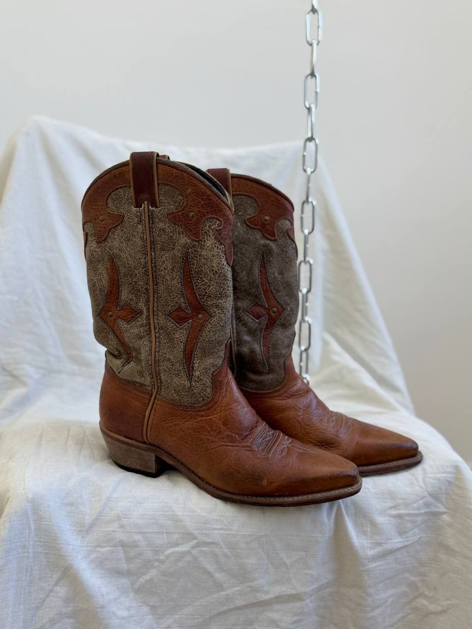 14th Addiction Western Style python snake Leather Cowboy Boots Studded 41 Size US 7 / EU 40 - 3 Thumbnail