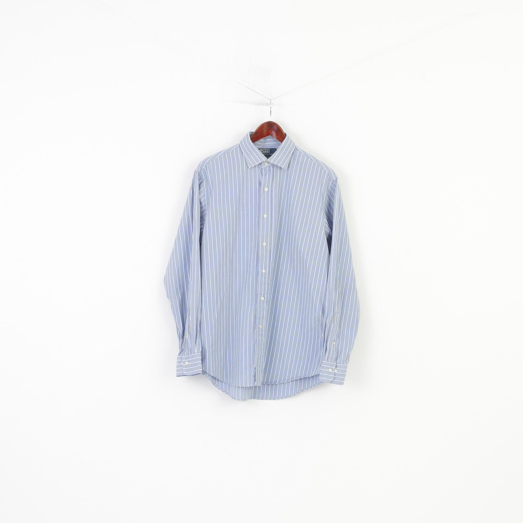Polo Ralph Lauren × Vintage Polo by Ralph Lauren Men 34 16.5 XL Casual Shirt Blue 10686 Size US XL / EU 56 / 4 - 1 Thumbnail