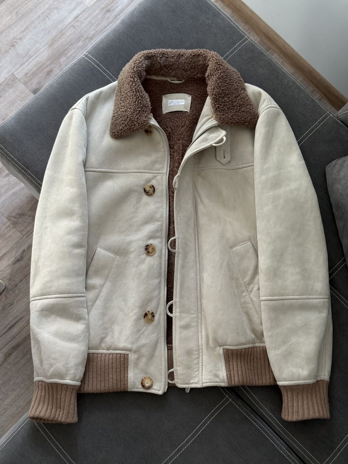 Brunello Cucinelli RRP $10500 Brunello Cucunelli suede sheepskin coat Jacket Size US XL / EU 56 / 4 - 3 Thumbnail