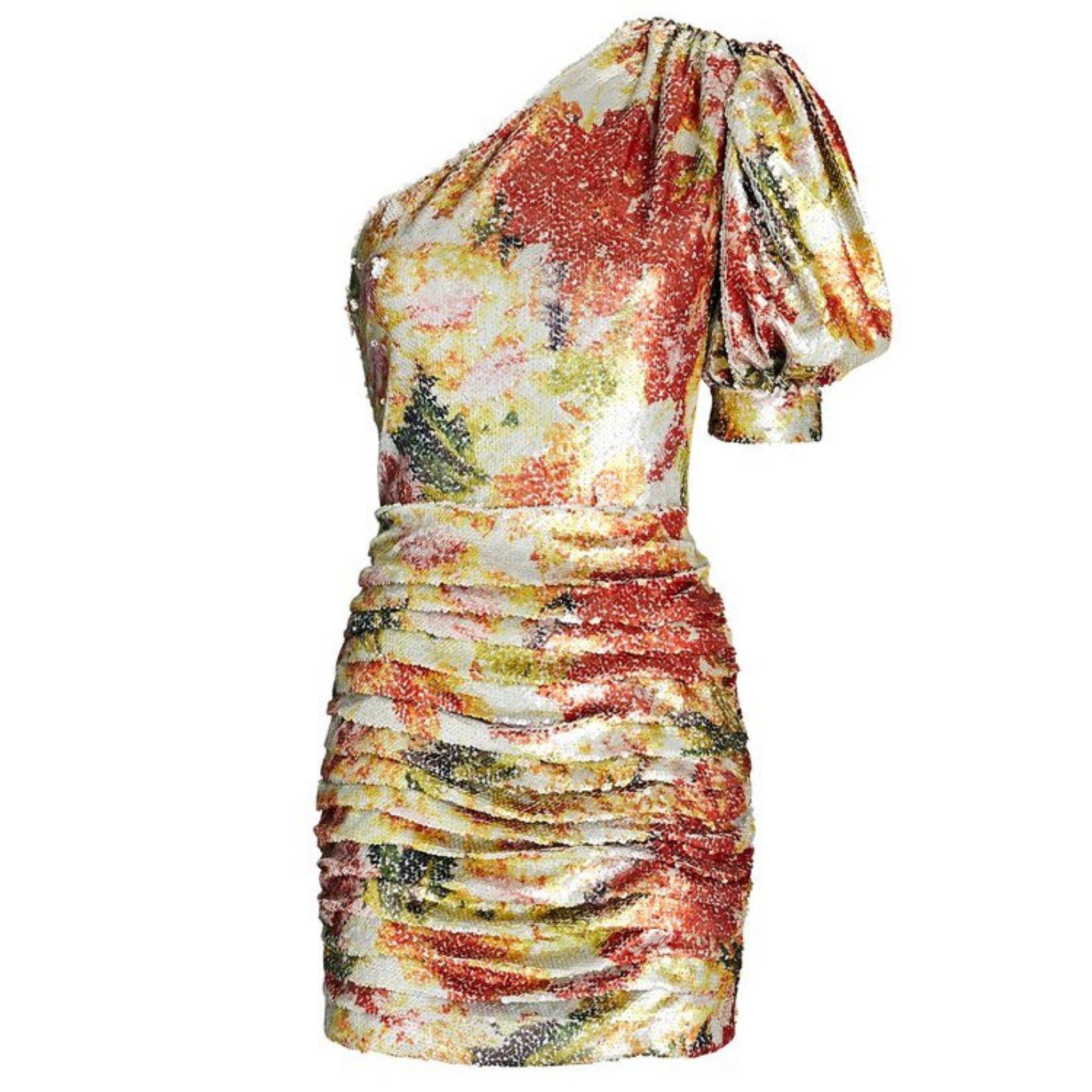 Ronny Kobo Ronny Kobo Eden Sequin Ruched One Shoulder Mini Dress Gold M Size L / US 10 / IT 46 - 2 Thumbnail