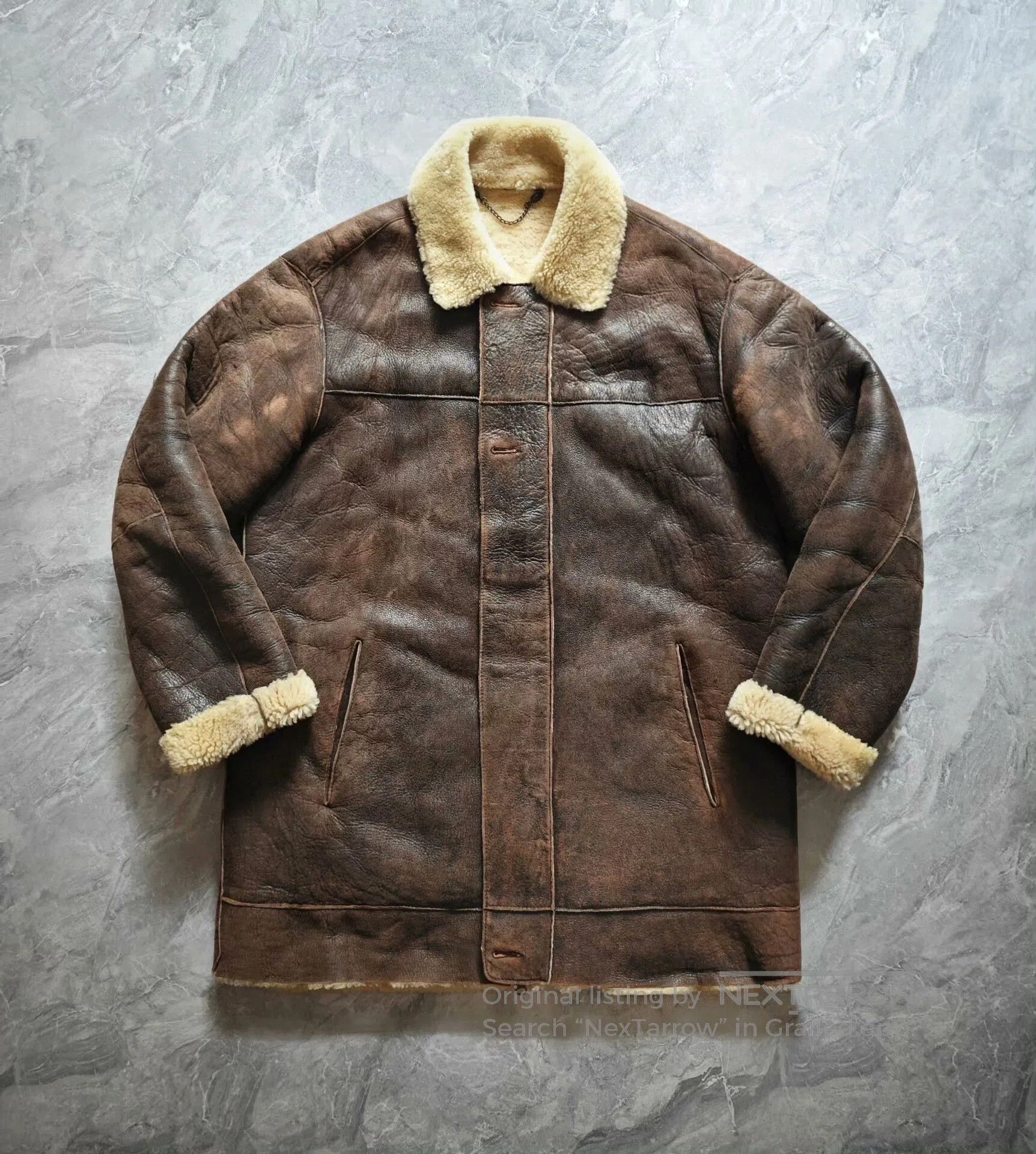 Timberland long leather shearling coat for winter. Size US M / EU 48-50 / 2 - 1 Thumbnail