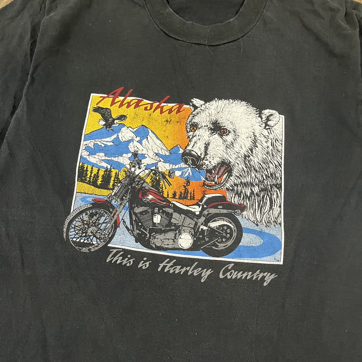 Harley Davidson × Vintage Crazy Vintage 80s Harley Davidson Alaska Biker Tee Shirt Size US M / EU 48-50 / 2 - 3 Thumbnail