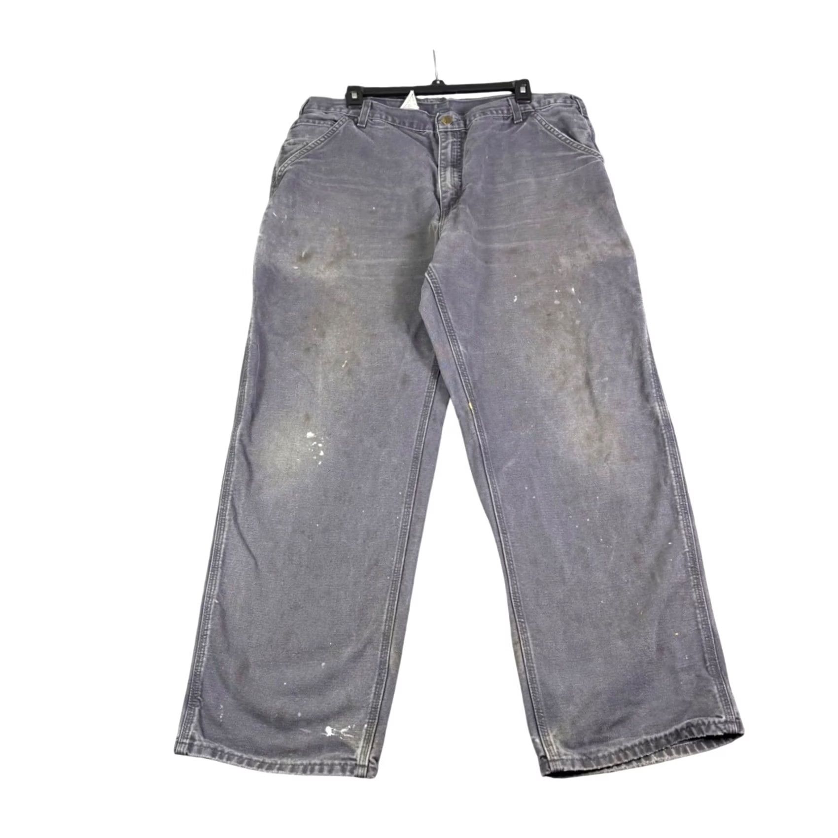 Carhartt Carhartt Mens Gray Carpenter Pants Workwear Dungaree Fit Distressed 38x31 Size US 36 / EU 52 - 2 Thumbnail