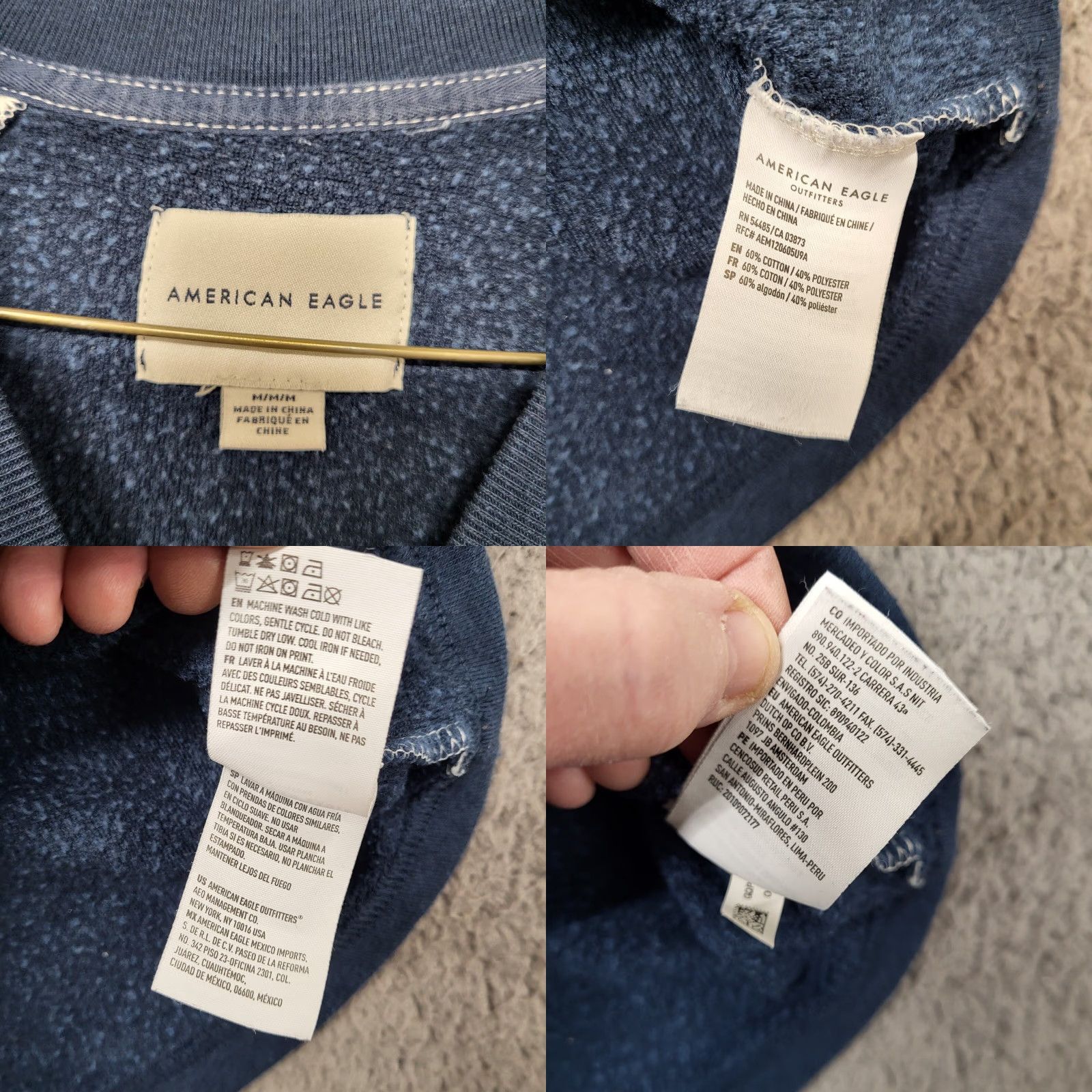 American Eagle Outfitters American Eagle Shirt Mens Medium Blue Gray Long Sleeve Flex Performance Athletic Shirt Size US M / EU 48-50 / 2 - 8 Thumbnail