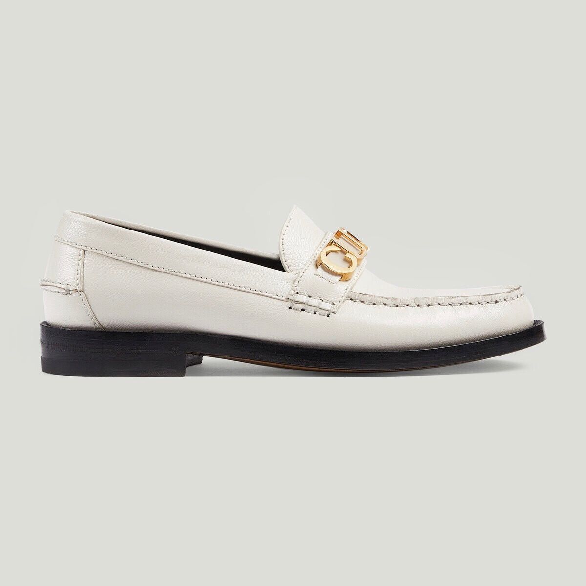 Gucci Logo Leather Loafers SIZE 40.5